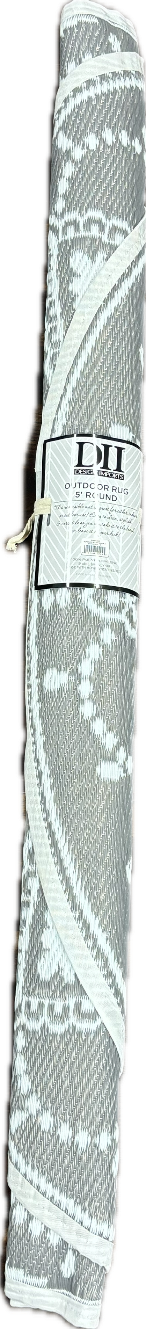 5FT ROUND MANDALA OUTDOOR RUG - GRAY