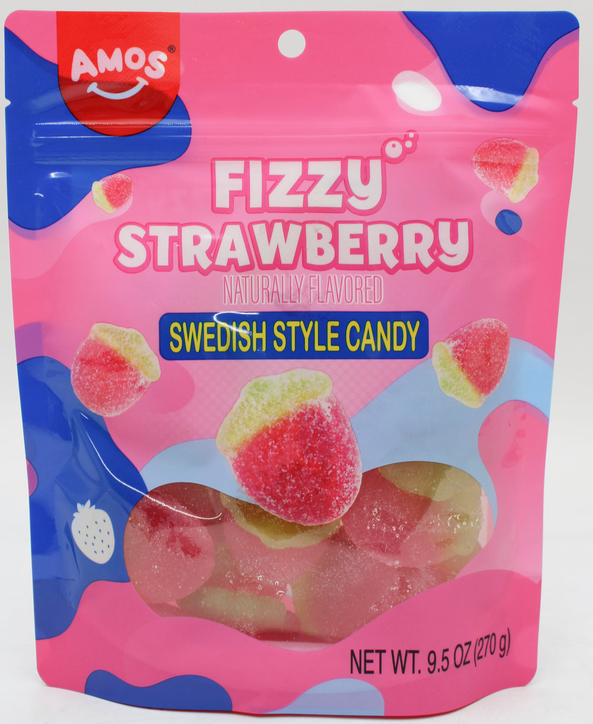 AMOS SWEDISH FIZZY STRAWBERRY 9.5OZ BB 2/2/27