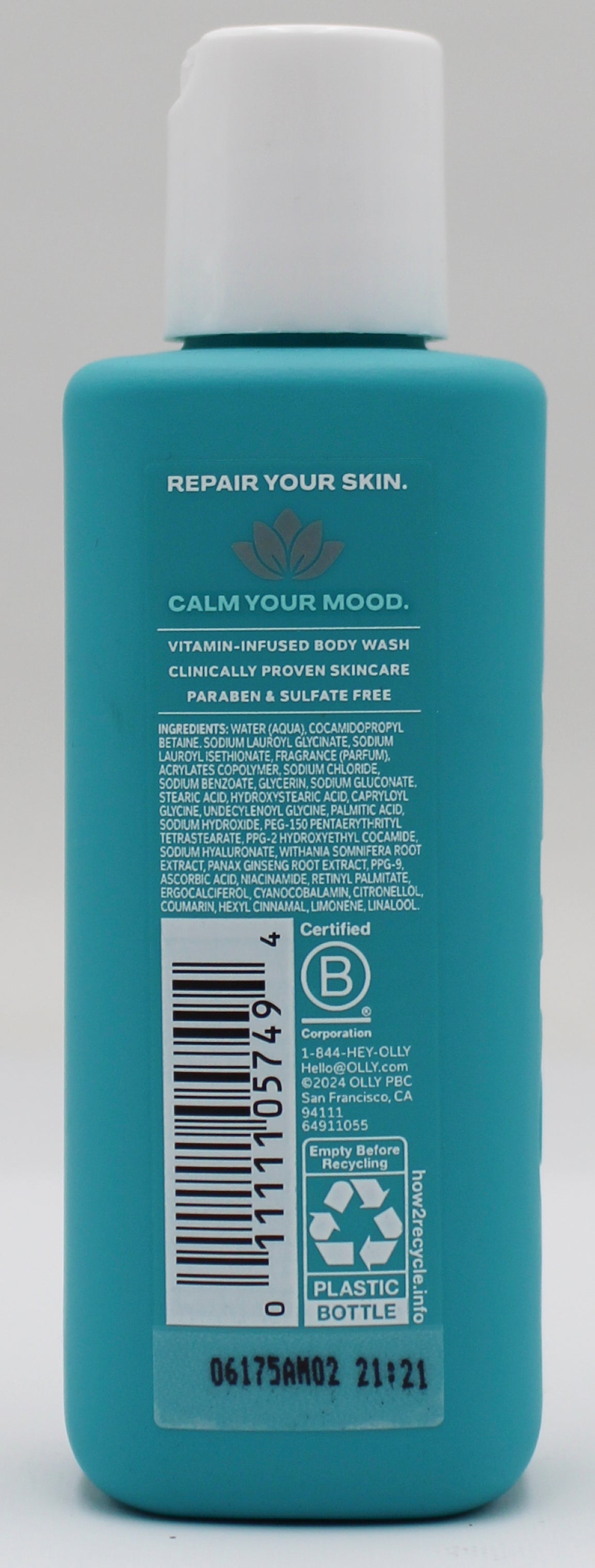 OLLY BODY WASH CALM W/HYALURONIC ACID 3oz