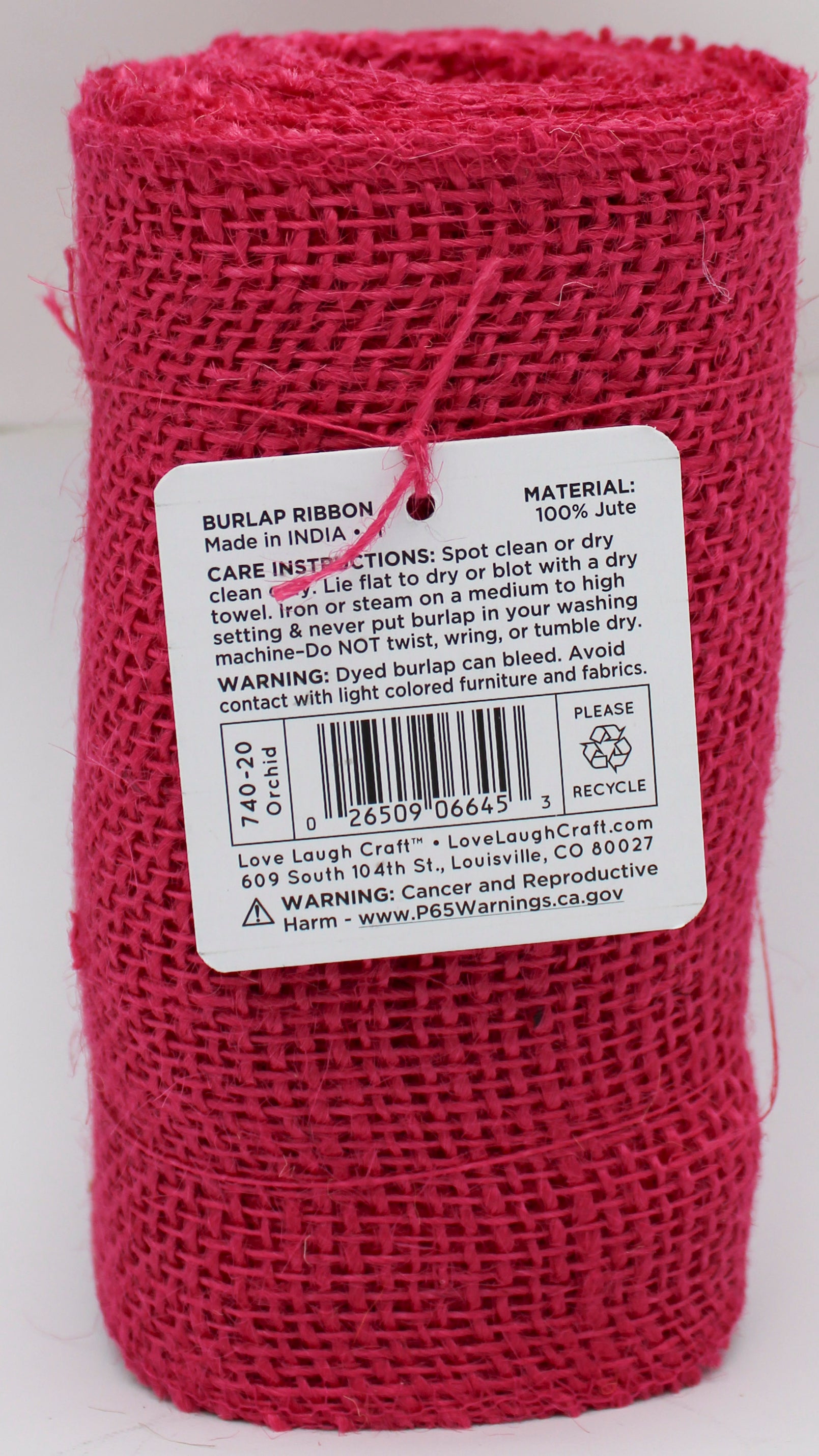 6 IN X 5 YD BURLAP RIBBON - ORCHID