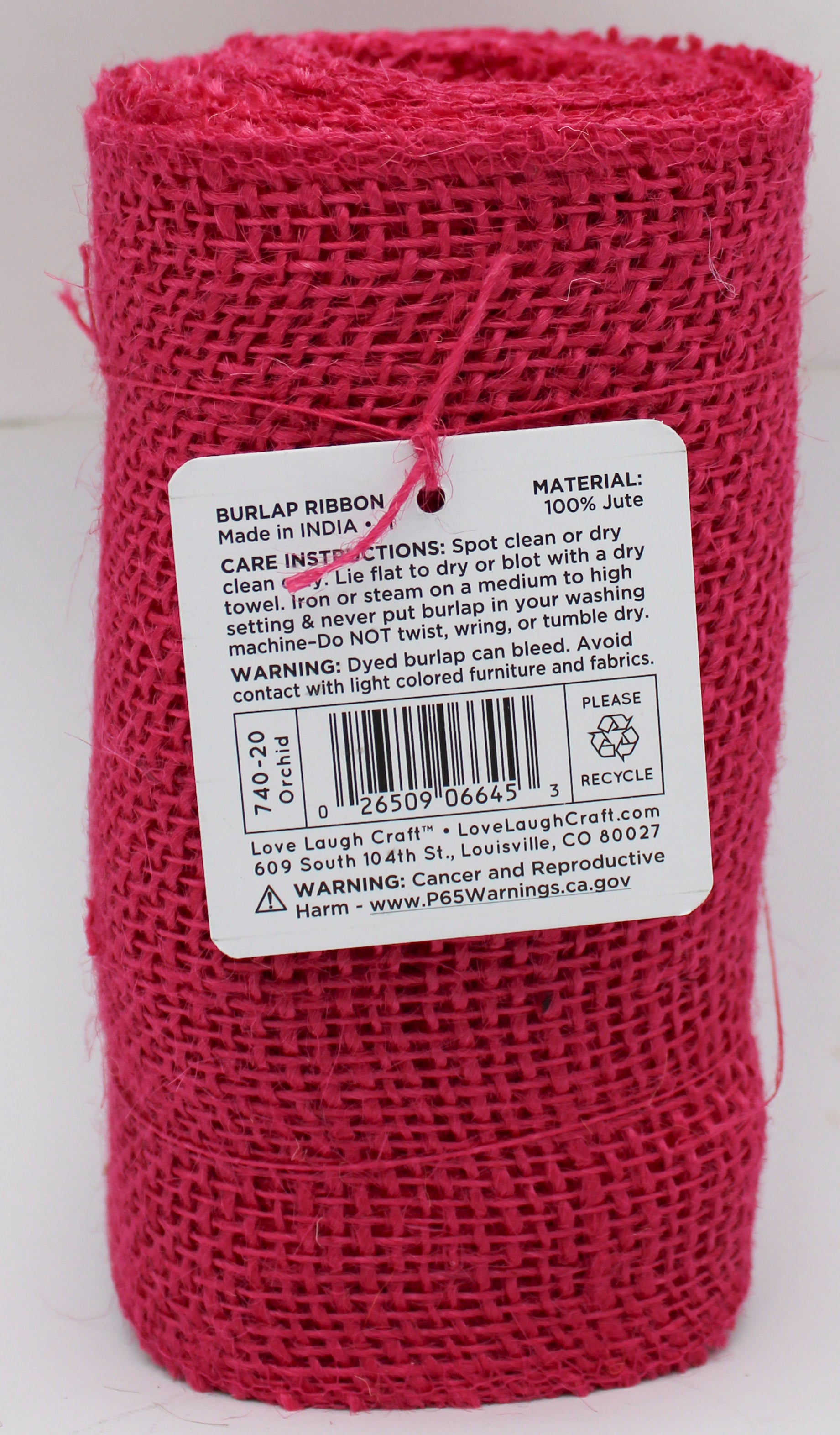 6 IN X 5 YD BURLAP RIBBON - ORCHID