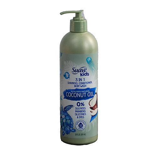 SUAVE 3-IN-1 KIDS SHAMPOO/CONDITIONER/BODY WASH 20OZ-COCONUT OIL