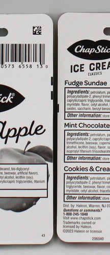 60ct CHAPSTICK 3PACK .45oz GREEN APPLE AND ICE CREAM CLASSIC 4/2027