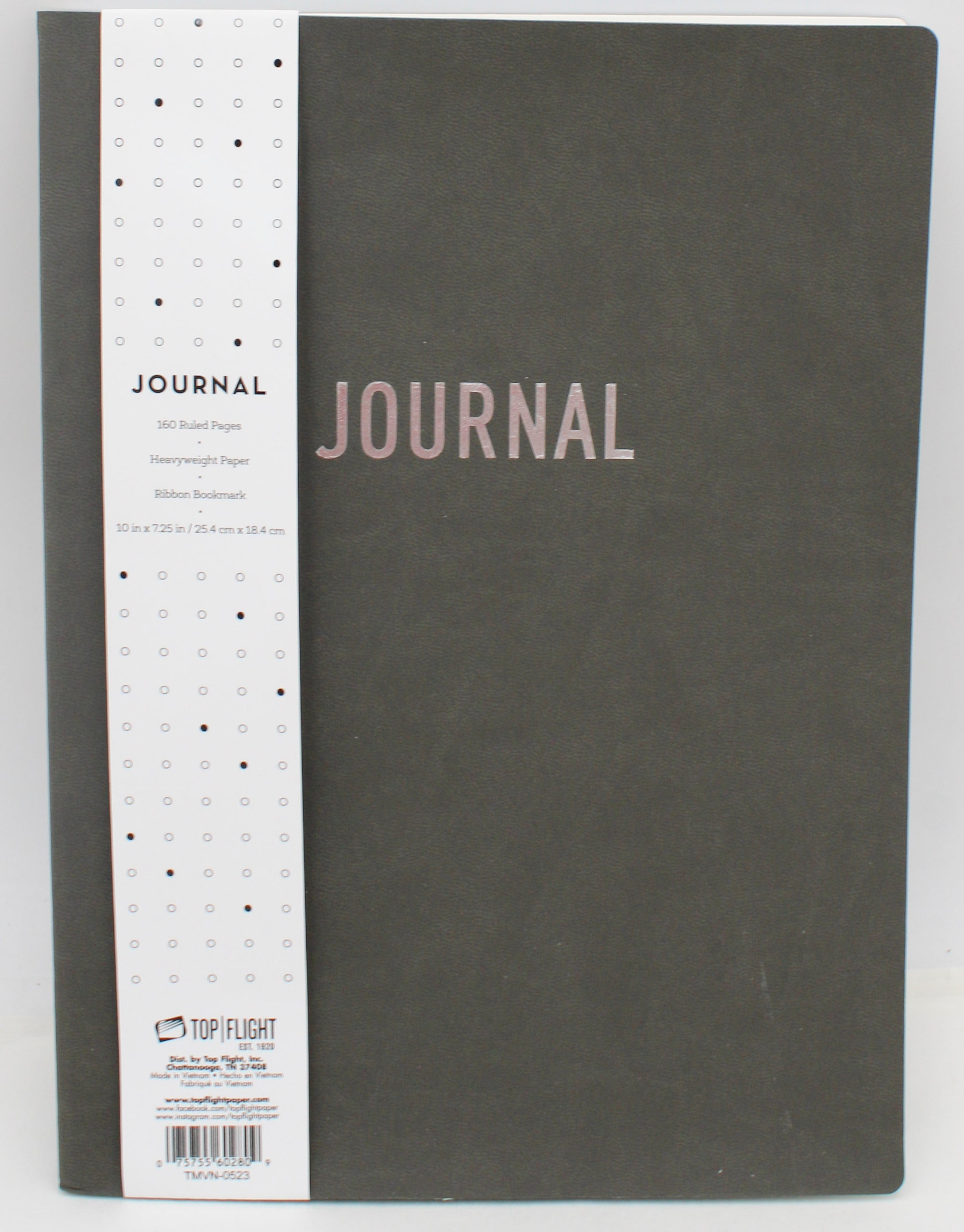 TOP FLIGHT CHARCOAL LEATHERETTE FOIL JOURNAL 6" X 8"