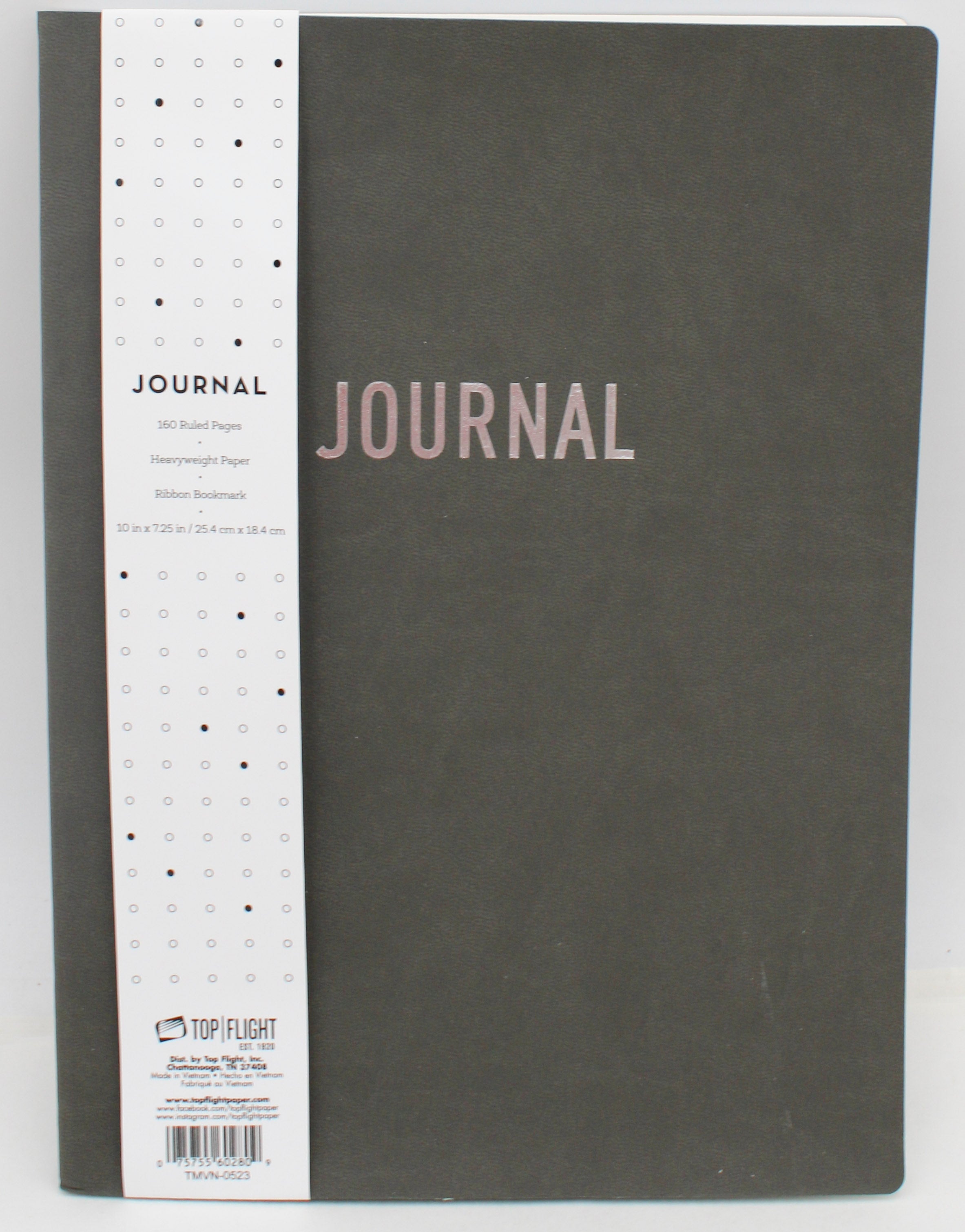 TOP FLIGHT CHARCOAL LEATHERETTE FOIL JOURNAL 6" X 8"