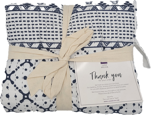 LUSH DECOR MICROFIBER QUILTED THROW 50"x60" MONIQUE STRIPE NAVY/WHITE PP$110.00 NO AMAZON