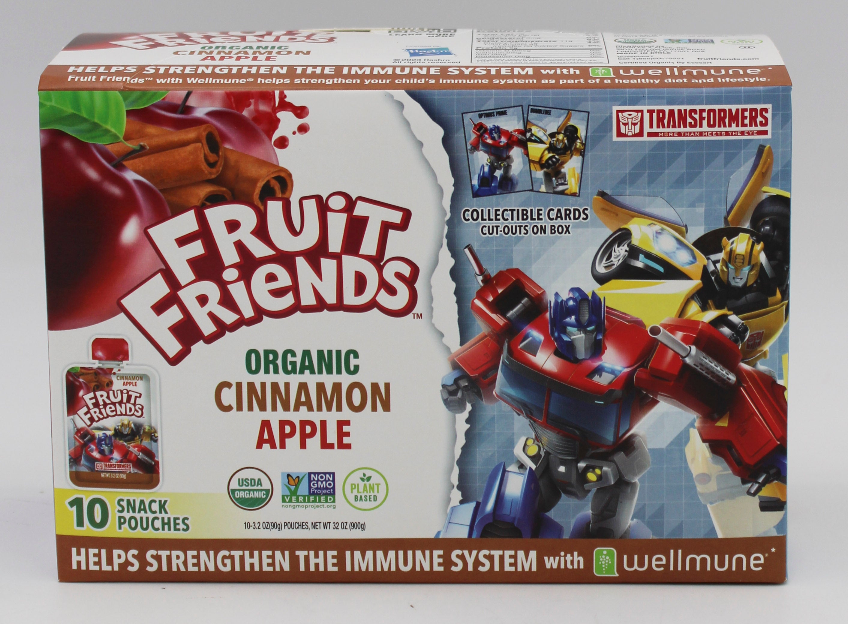 TRANSFORMERS FRUIT FRIENDS ORGANIC CINNAMON APPLE FRUIT SAUCE 10PK  Box  4 BOXES PER CASE  BestBy 12/1/25
