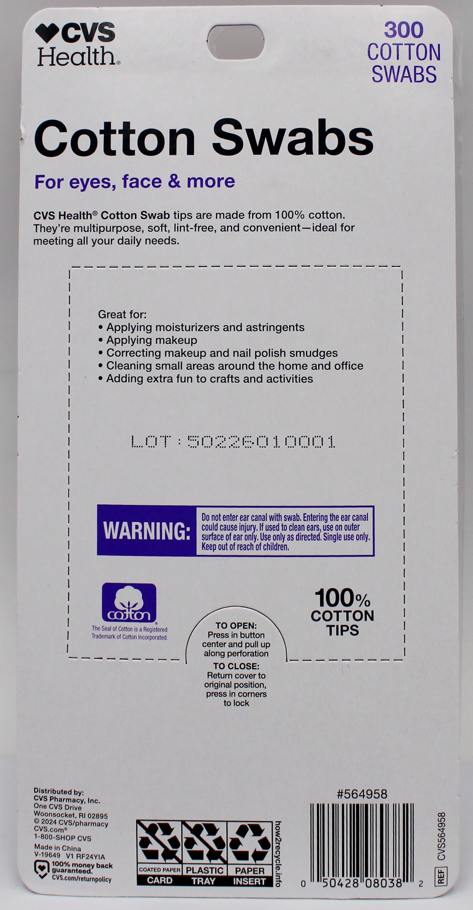 CVS Cotton Swabs 300ct Bulk Pack