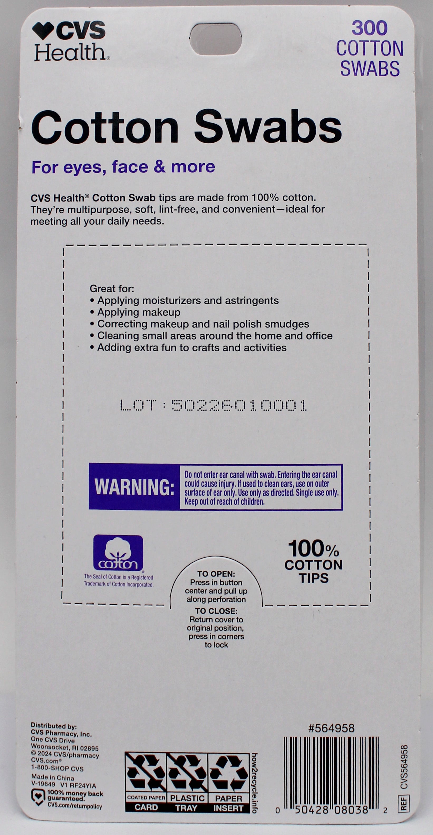 CVS Cotton Swabs 300ct Bulk Pack