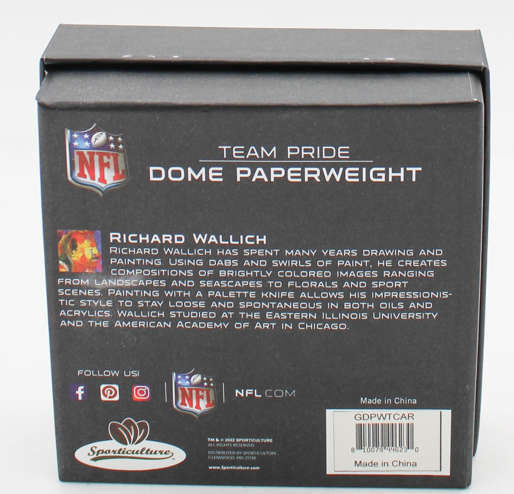 OFFICIALLY LICENCED CAROLINA PANTHERS GLASS DOME PAPERWEIGHT 4"