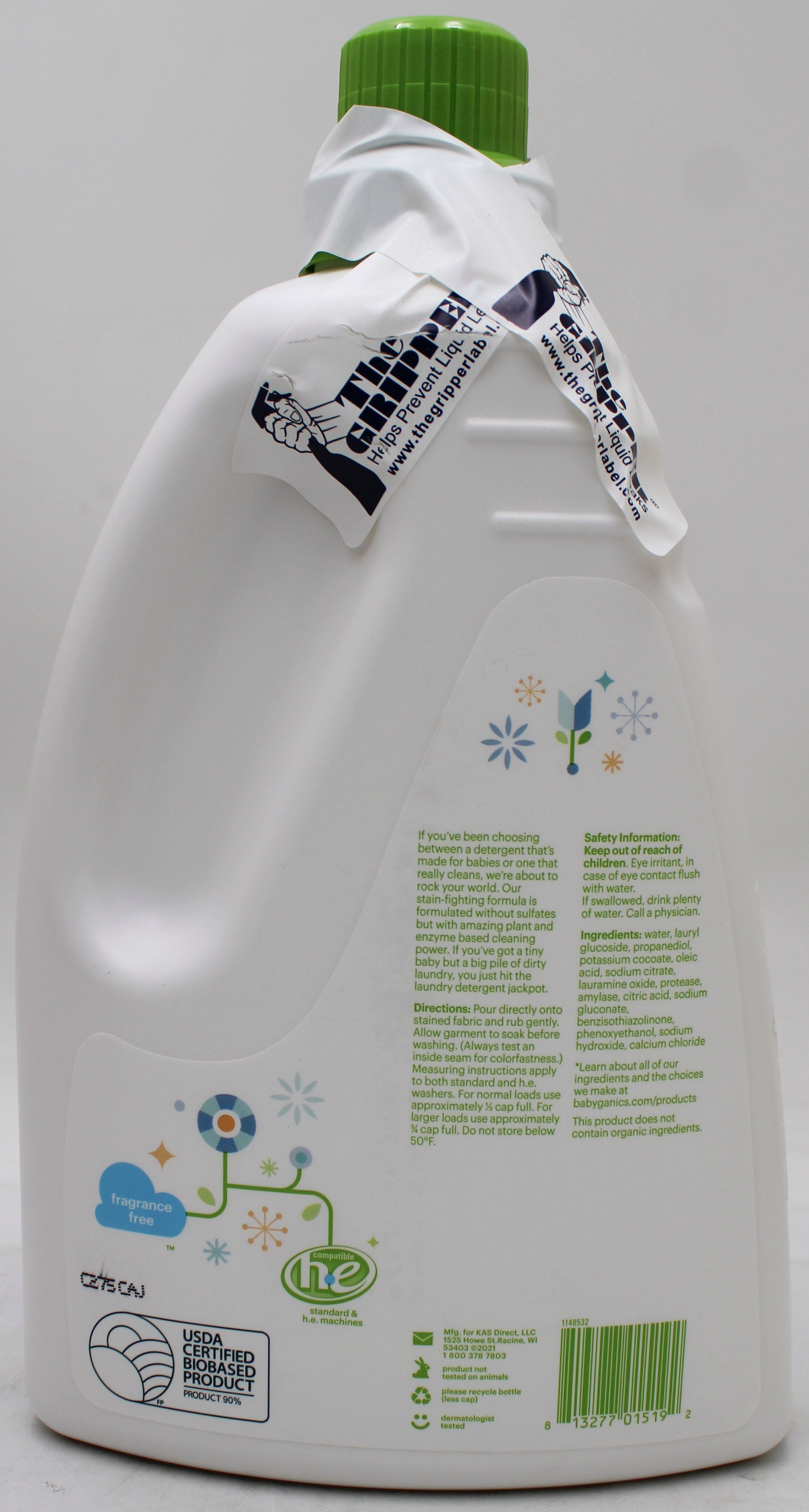 BABYGANICS 3X LAUNDRY DETERGENT FRAGRANCE FREE 60oz US