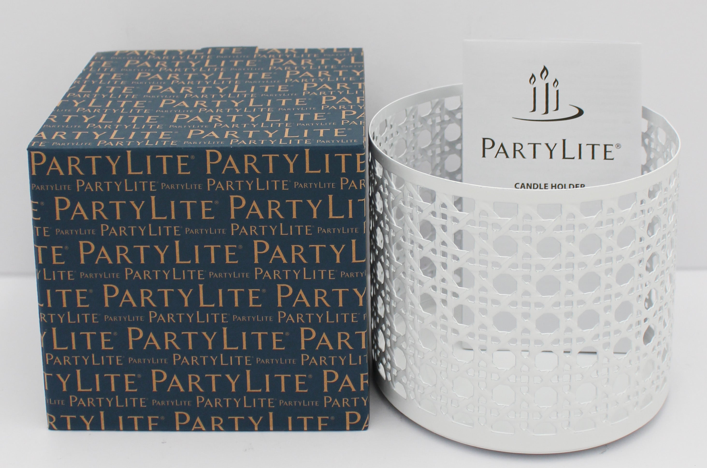 PARTYLITE WHITE PIERCED JAR HOLDER