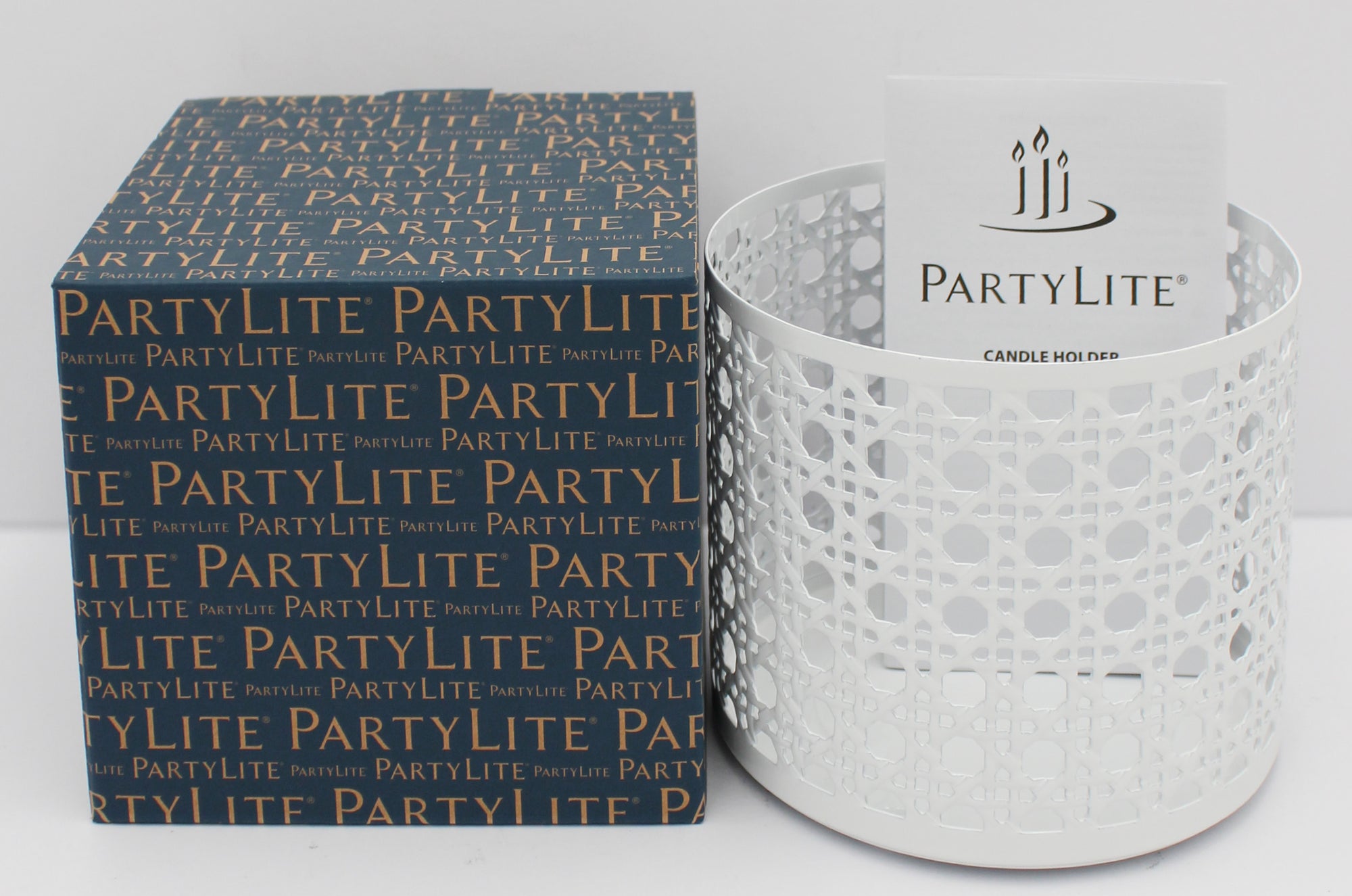 PARTYLITE WHITE PIERCED JAR HOLDER