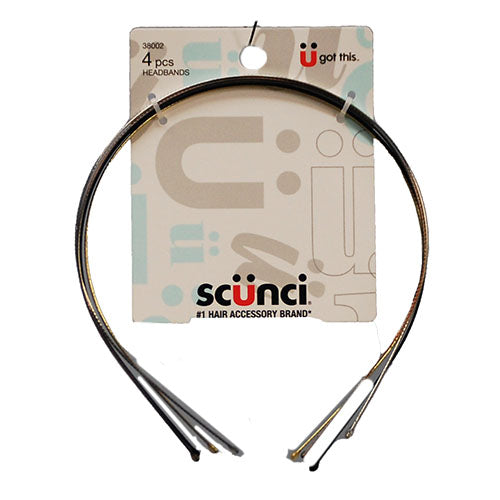 SCUNCI EMBOSSED  HEADBANDS 4PK NI