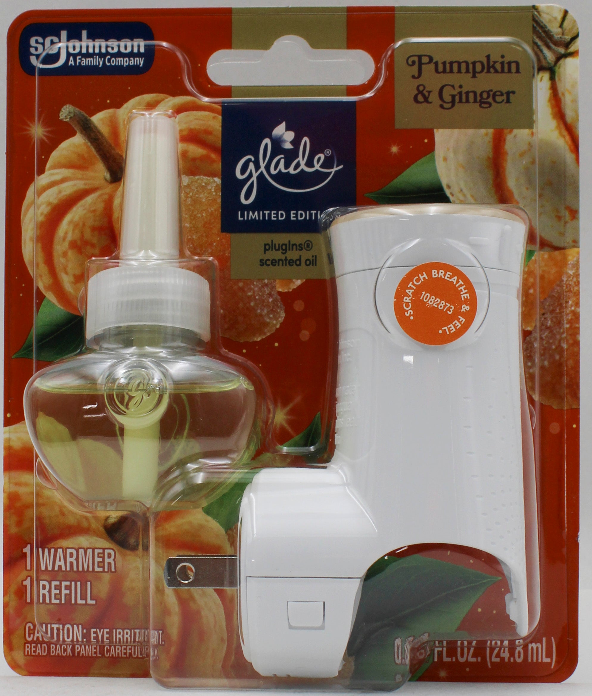 Glade Plug-In Scented Oil Pumpkin Refill + Warmer 0.84oz