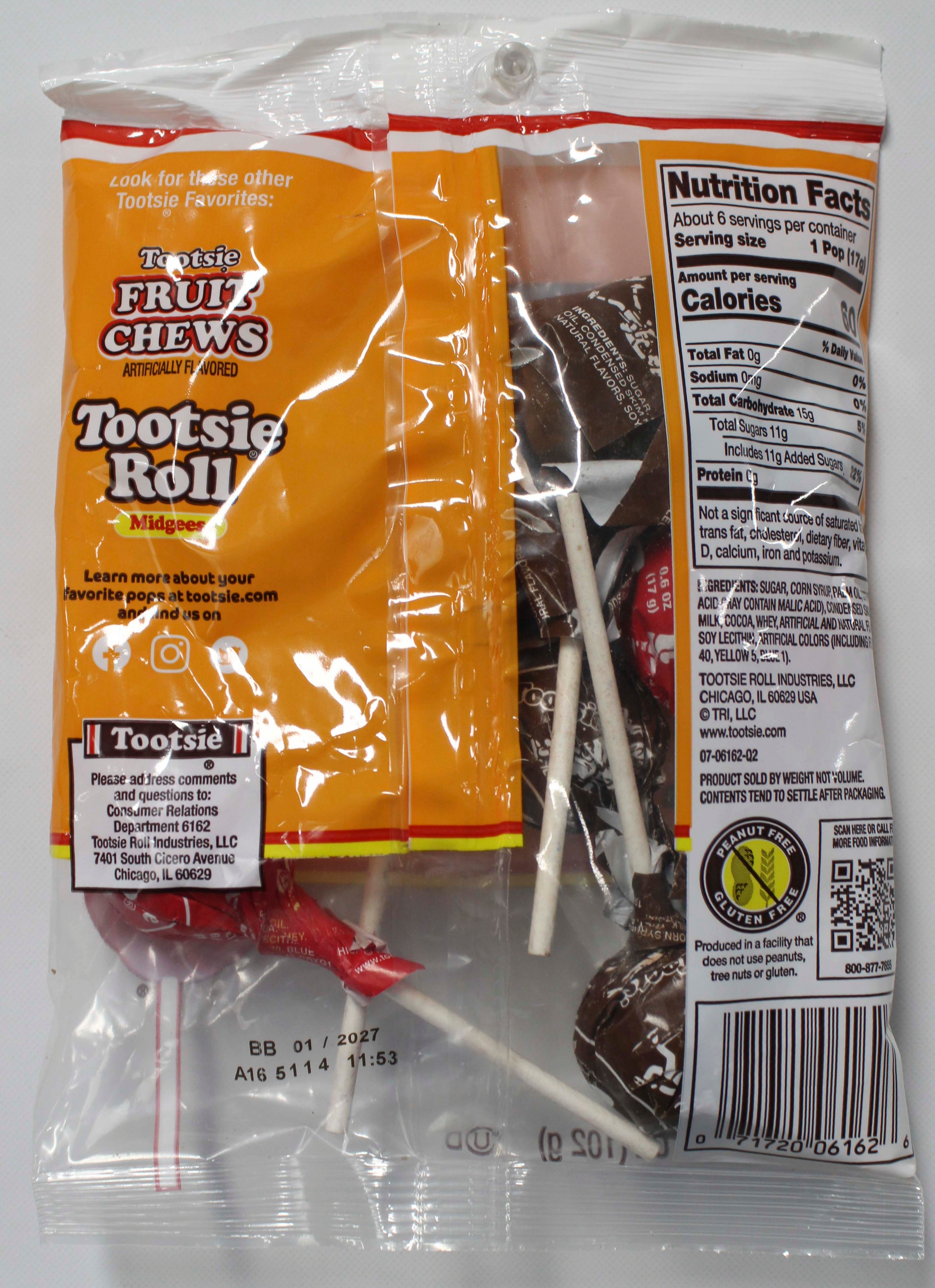 TOOTSIE POPS PEG BAG 3.6 Oz BB 1/6/27