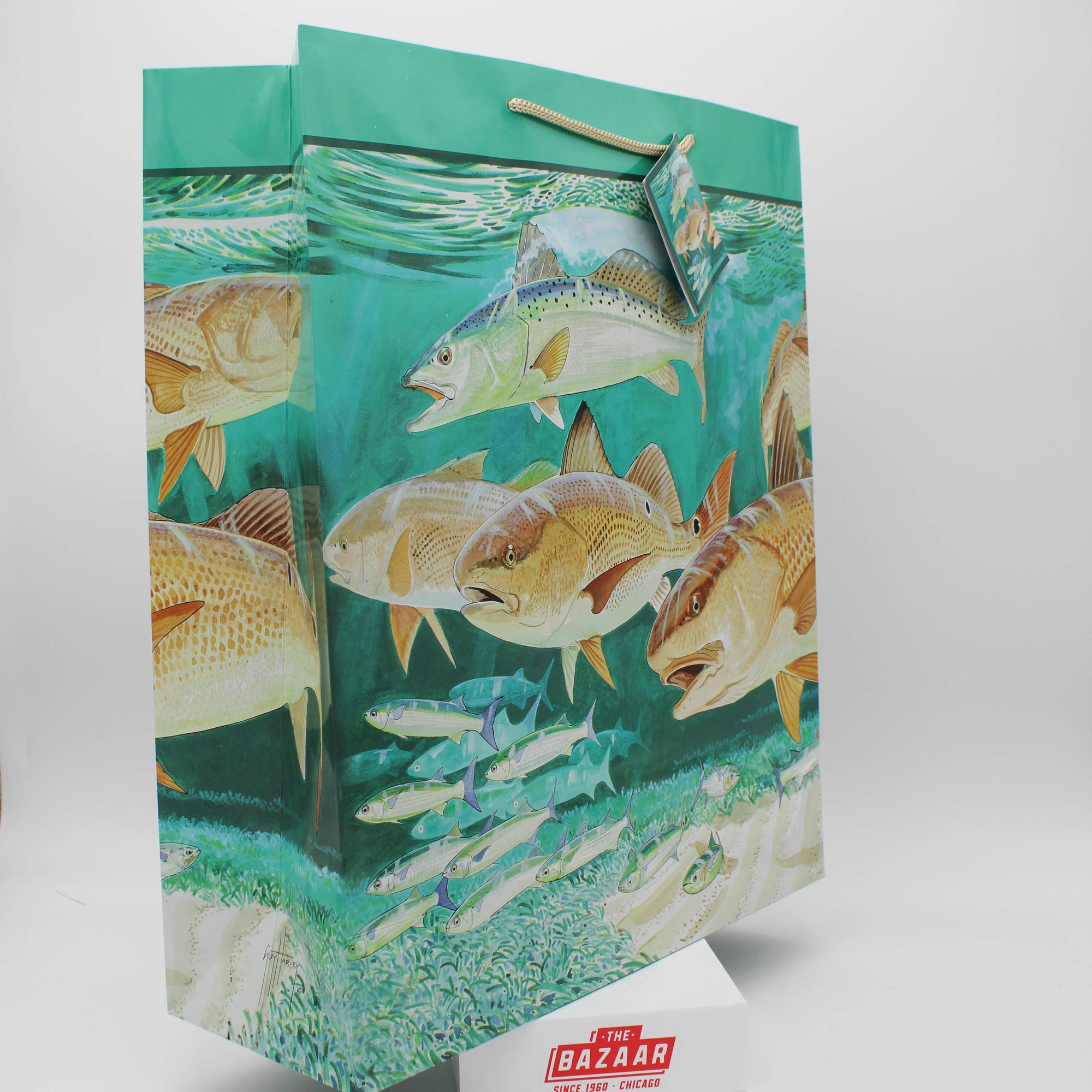 GUY HARVEY LARGE GIFT BAG 16" X 6" X 19" - REDFISH