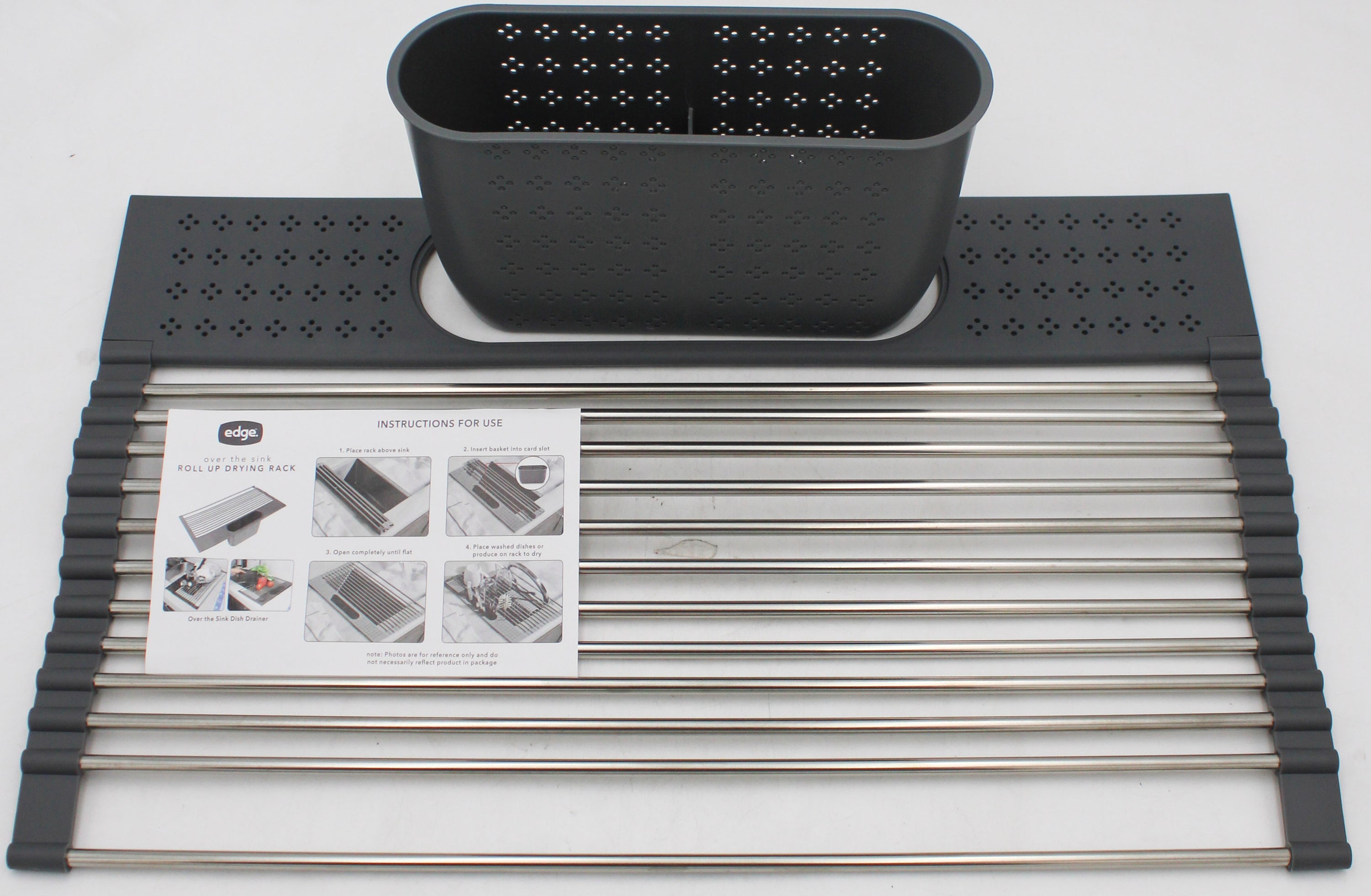 OVER THE SINK ROLL UP DRYING RACK W/ UTENSIL CADDY - 17.32X11.02INCH