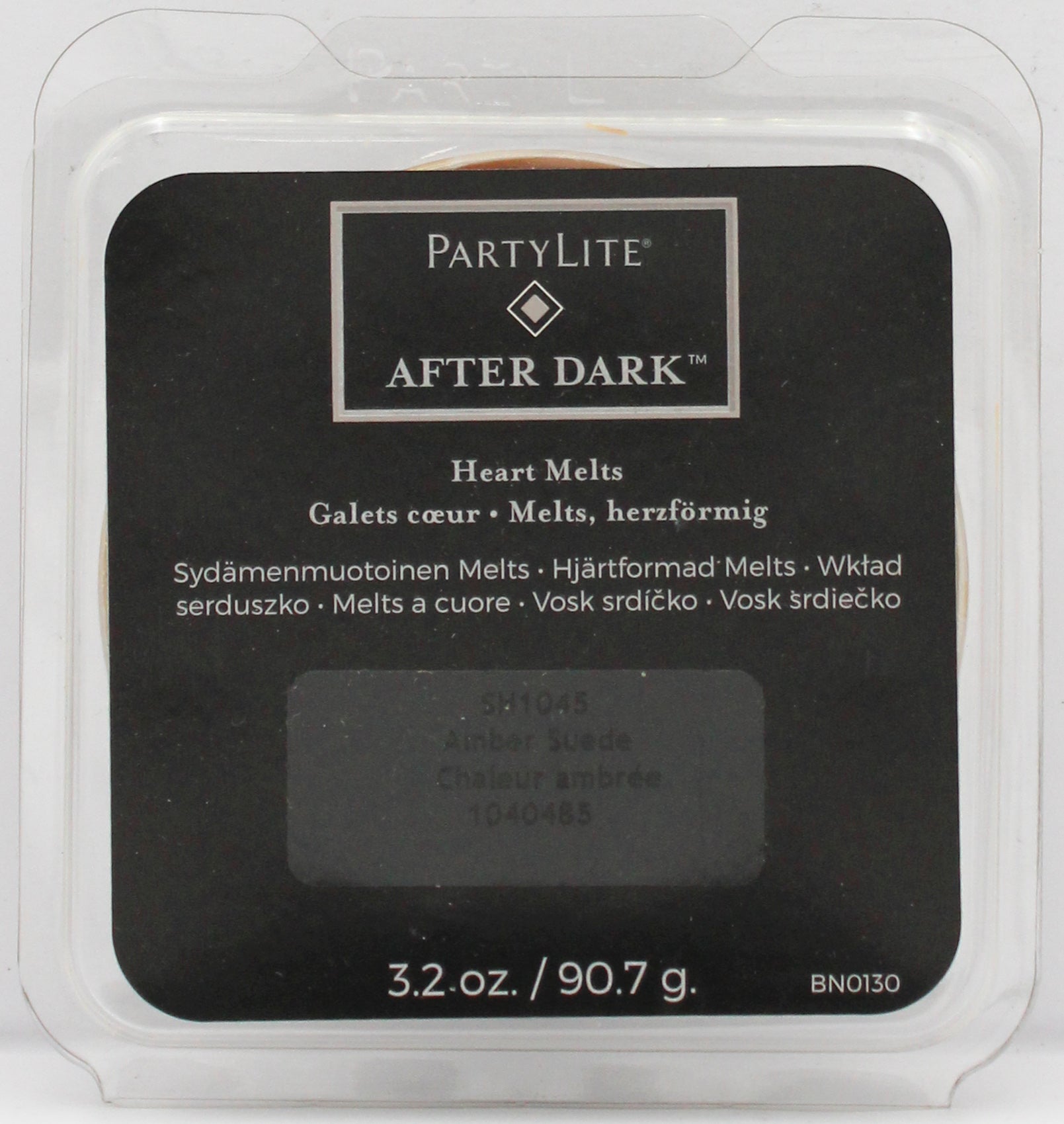 PARTYLITE AFTER DARK AMBER SUEDE SCENT PLUS HEART MELTS 3.2oz