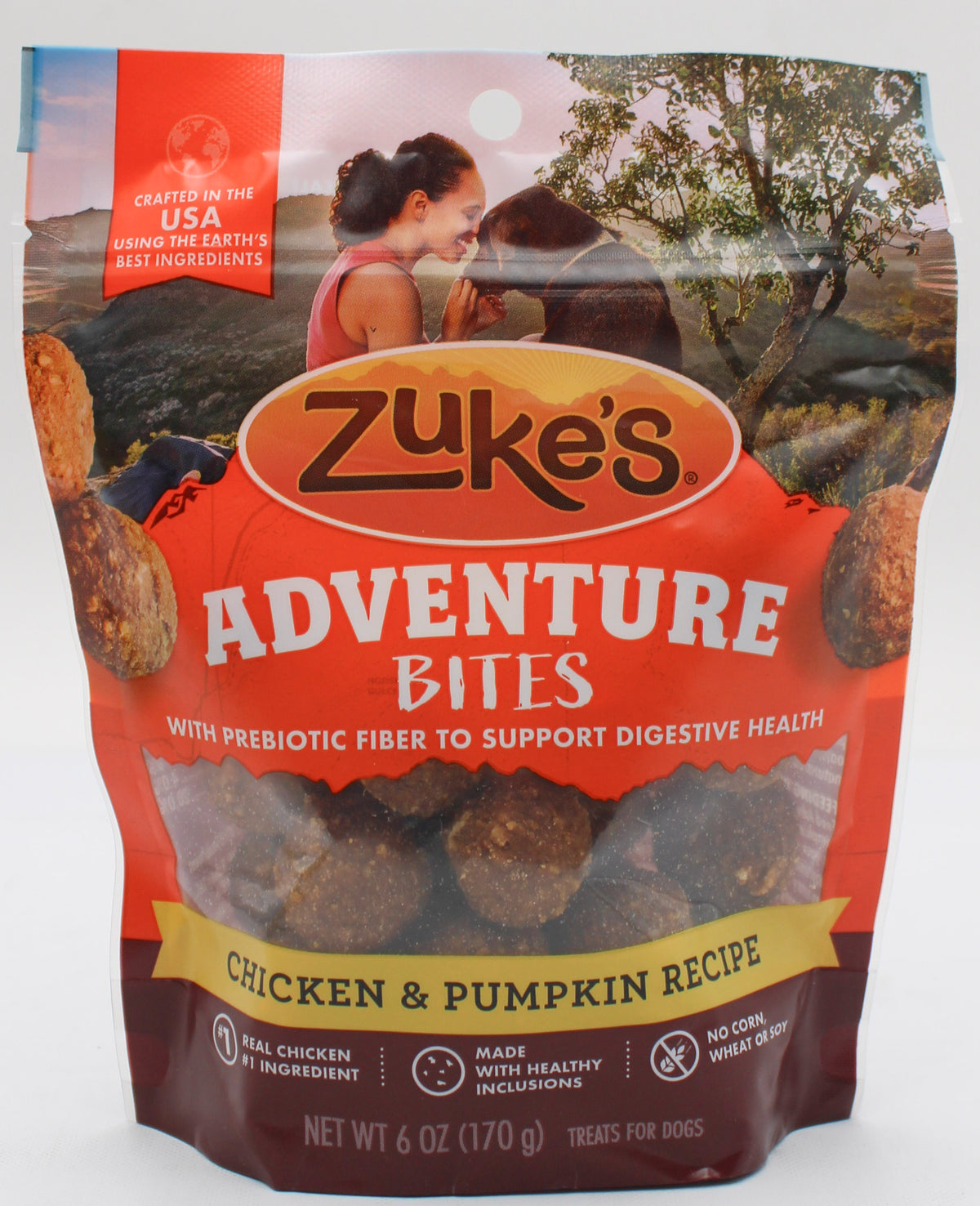 PURINA ZUKE'S ADVENTURE BITES SOFT DOG TREATS CHICKEN & PUMPKIN 6oz. NI BB 4/30/2027