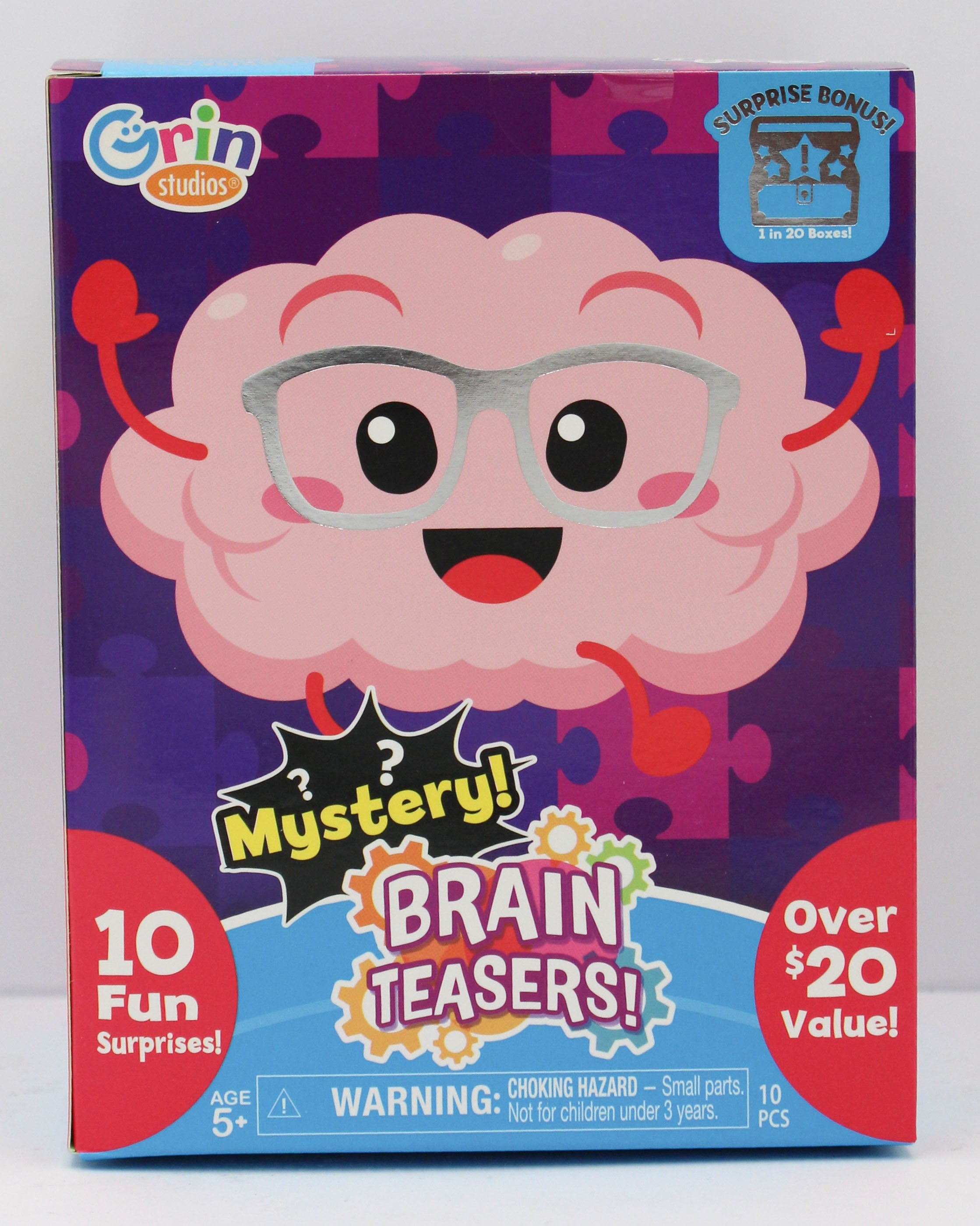 10 FUN MYSTERY BRAIN TEASERS IN BOX 5.5in x 5.5in x 7in