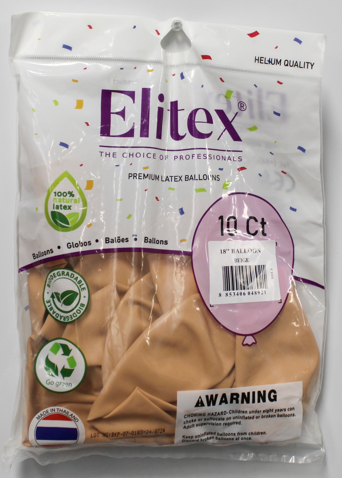 ELITEX 18" PASTEL BEIGE ROUND BALLOON, 10 PACK