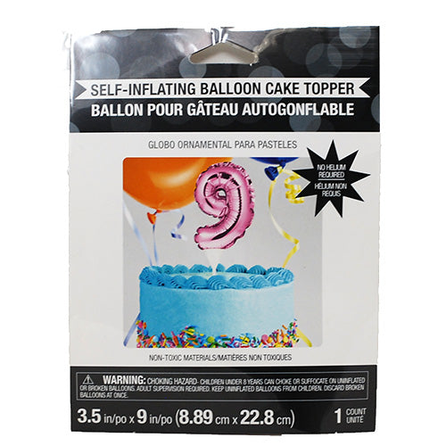 SELF INFLATING BALLOON CAKE TOPPER #9-PINK