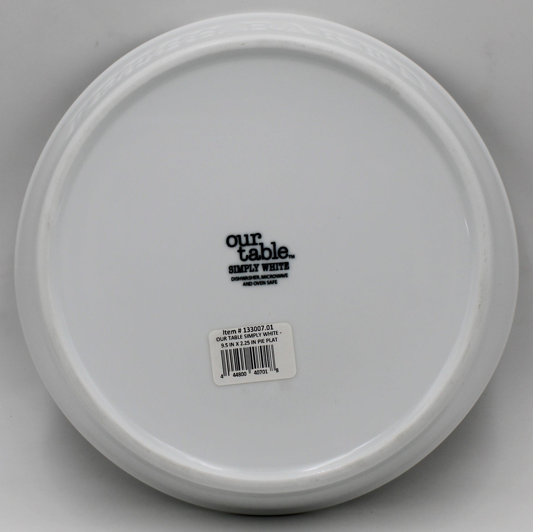 OUR TABLE 9.5IN PIE PLATE - CERAMIC WHITE NI