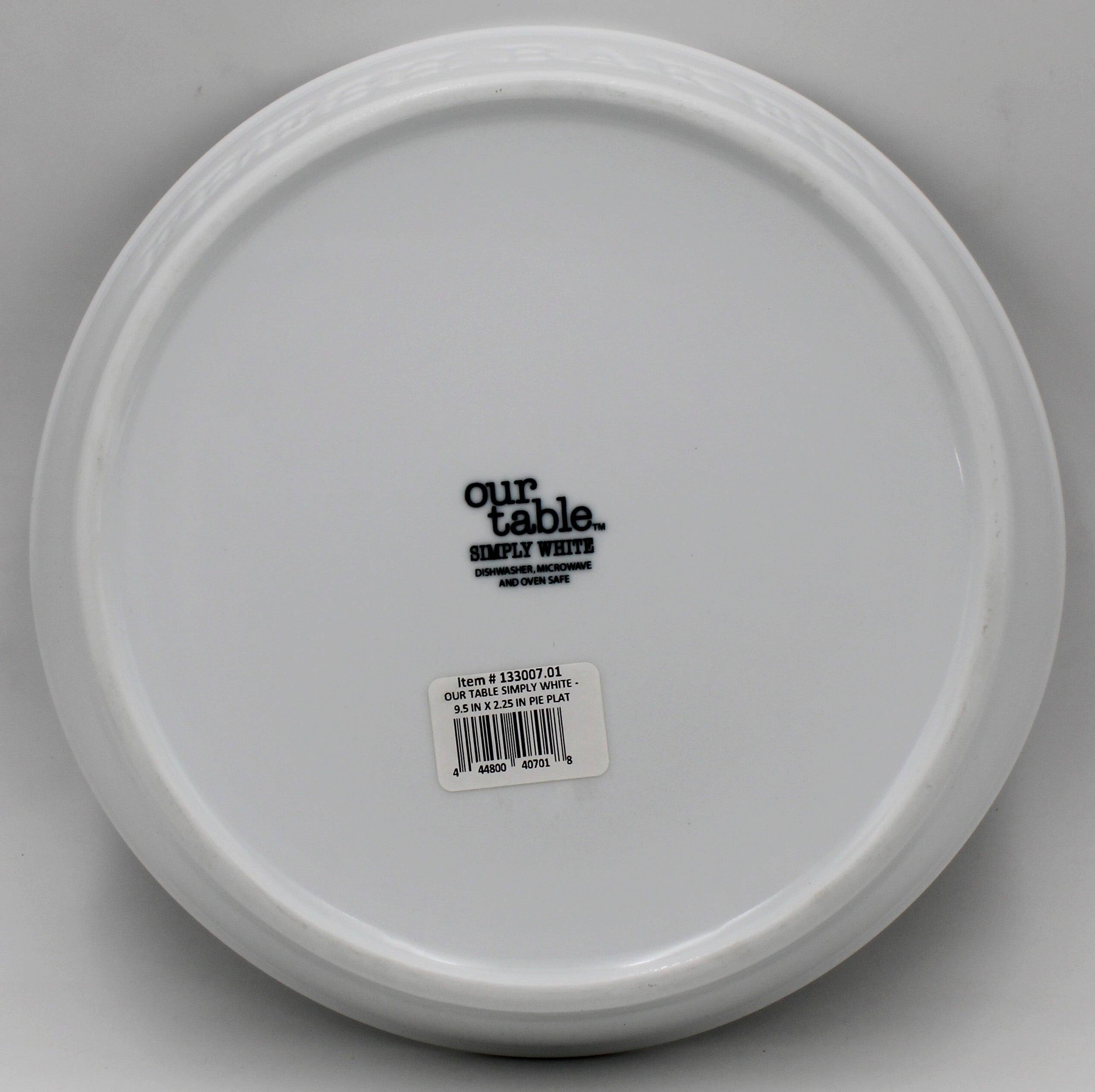 OUR TABLE 9.5IN PIE PLATE - CERAMIC WHITE NI