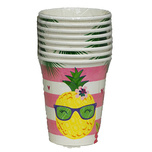 PAPER PARTY CUPS 9oz/8CT-PINEAPPLE FRIENDS