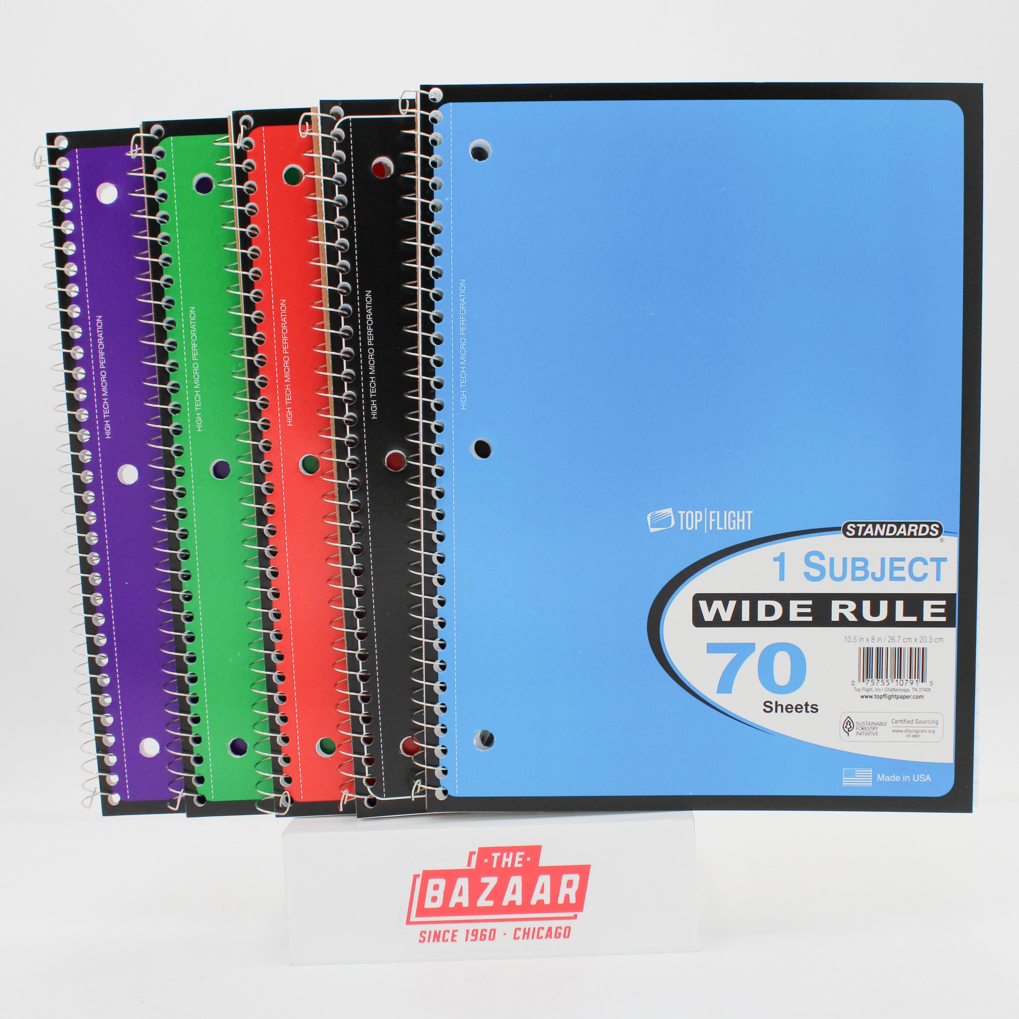 TOP FLIGHT 1 SUBJECT WIDE RULED 70 SHEET NOTEBOOK
