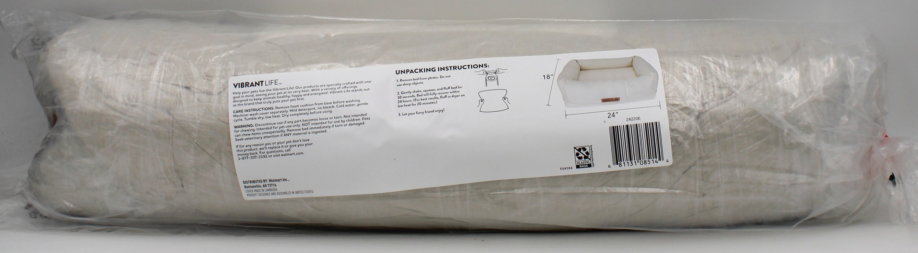 VIBRANT LIFE DLX ORTHO PET BED 18" X 24"