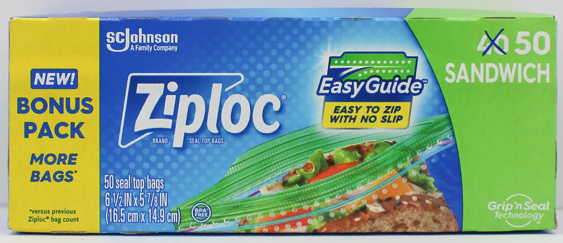 SP ZIPLOC BAG 50CT SANDWICH