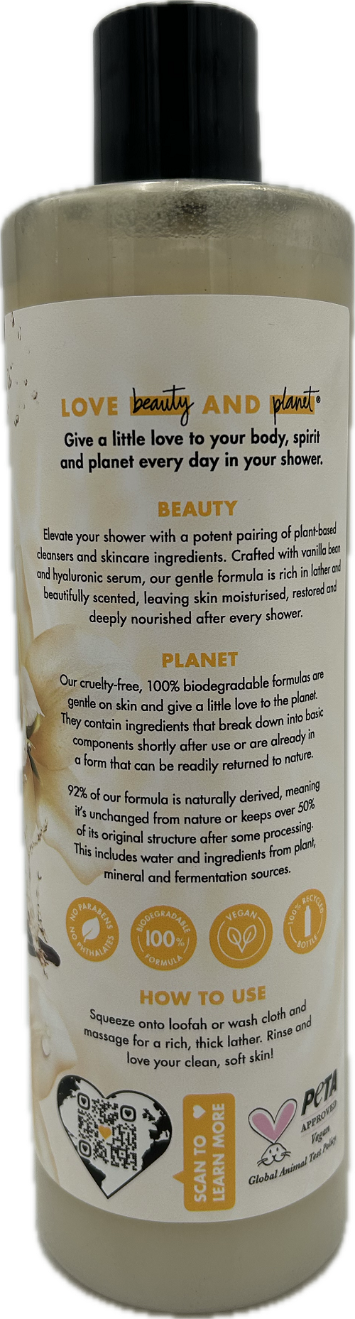 LOVE BEAUTY PLANET BODY WASH VANILLA BEAN 20oz