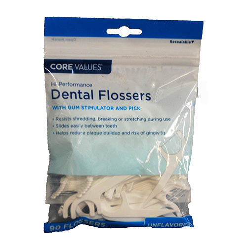 CORE VALUES DENTAL FLOSSERS 90CT-UNFLAVORED