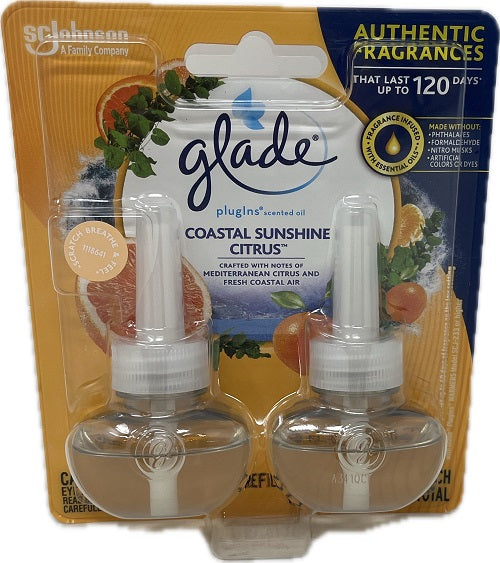 SP GLADE PLUGINS SCENTED OIL 2REFILLS 1.34oz COASTAL SUNSHINE CITRUS