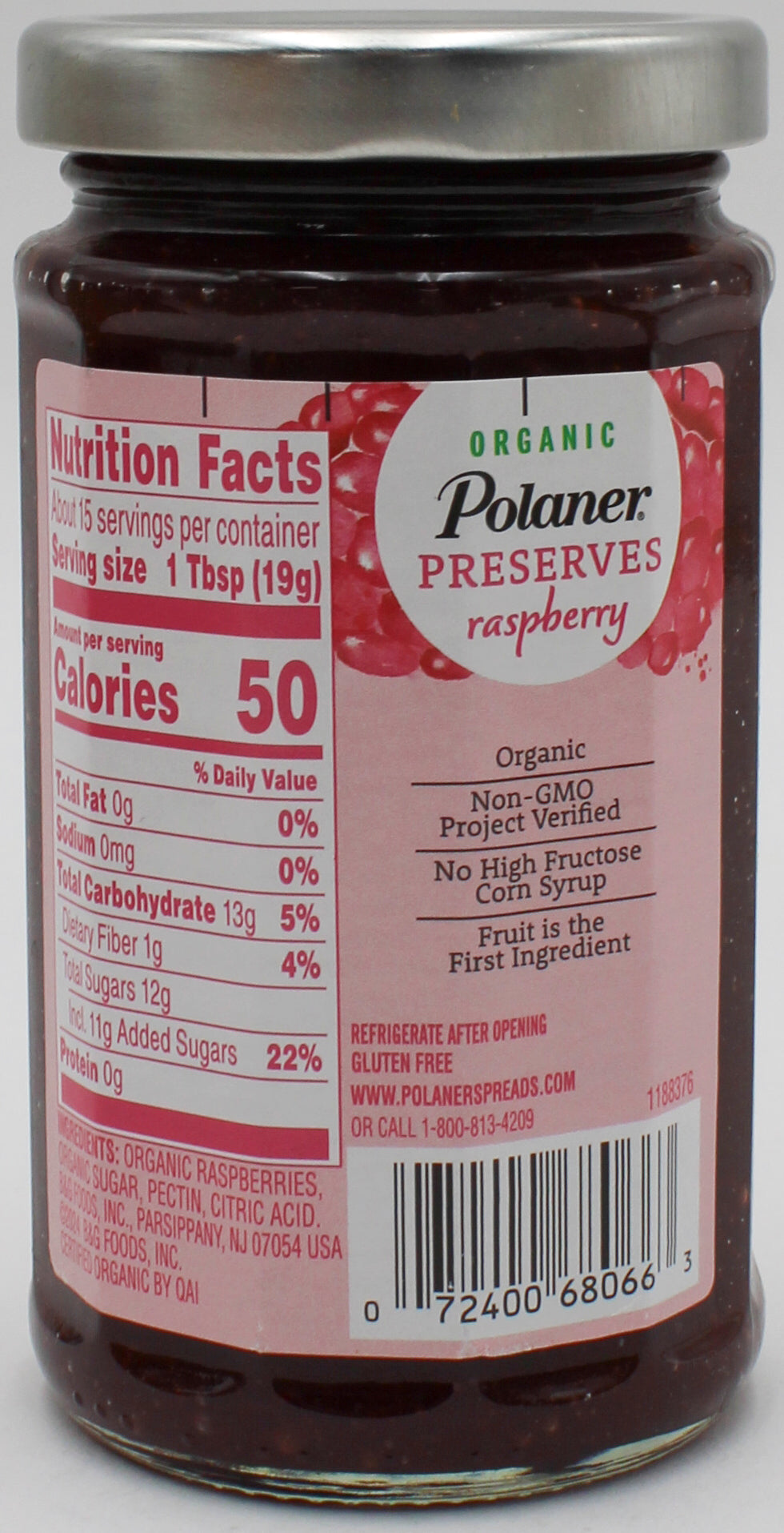 Polaner Organic Raspberry Preserves 10.3oz Wholesale