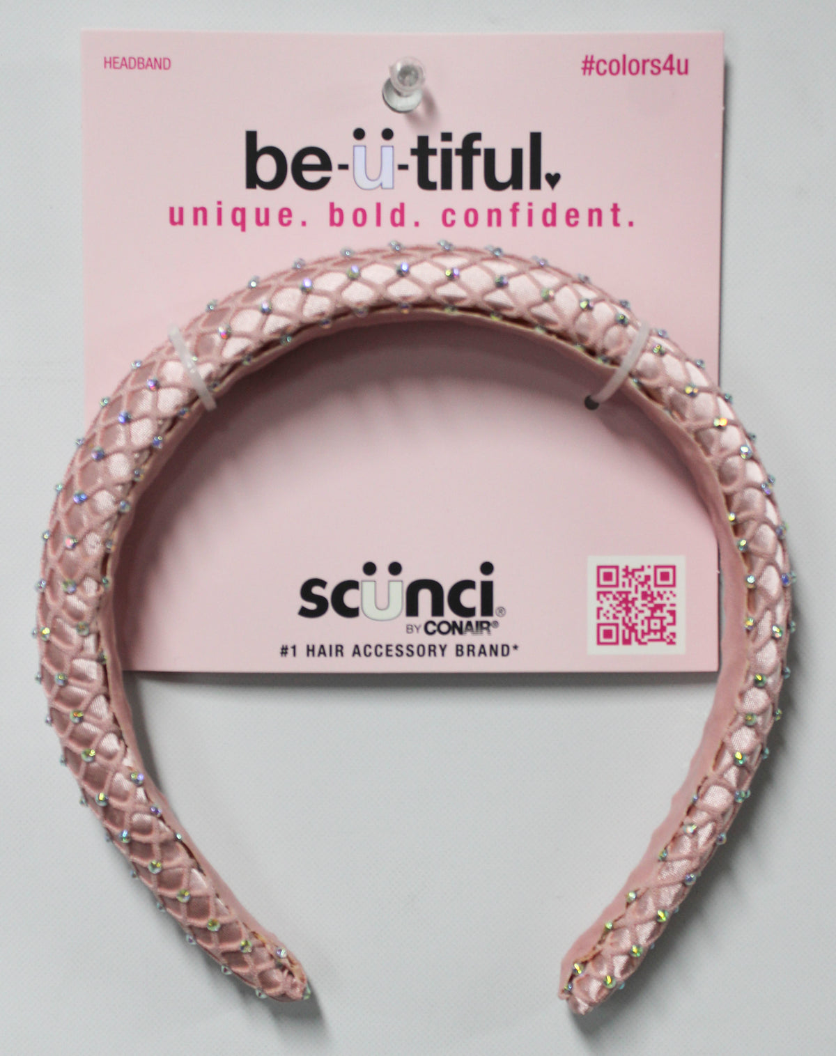 SCUNCI PINK PADDED HEADBAND WITH RHINESTONES NI