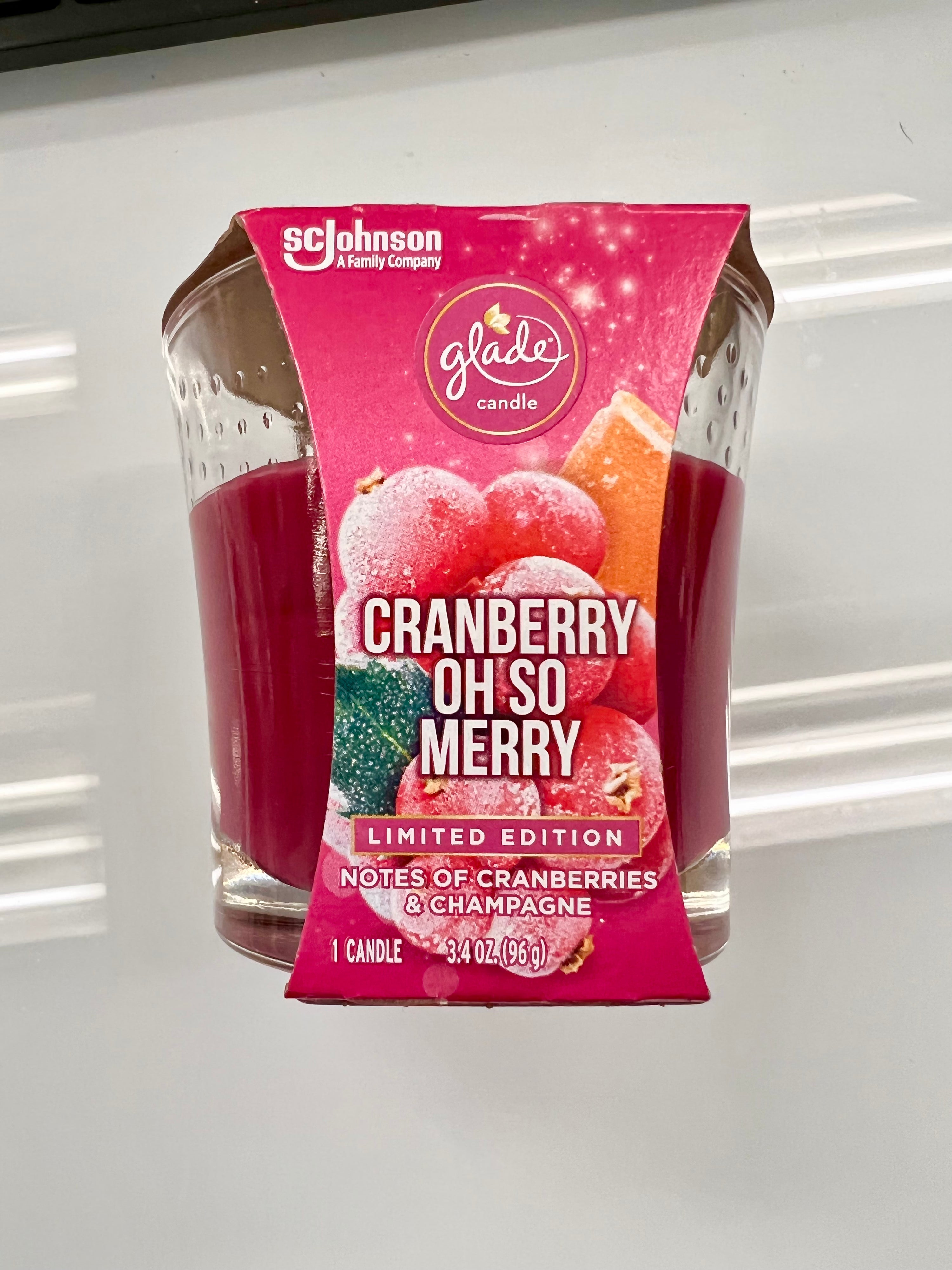 SP GLADE CANDLE CRANBERRY OH SO MERRY 1 CANDLE 3.4oz