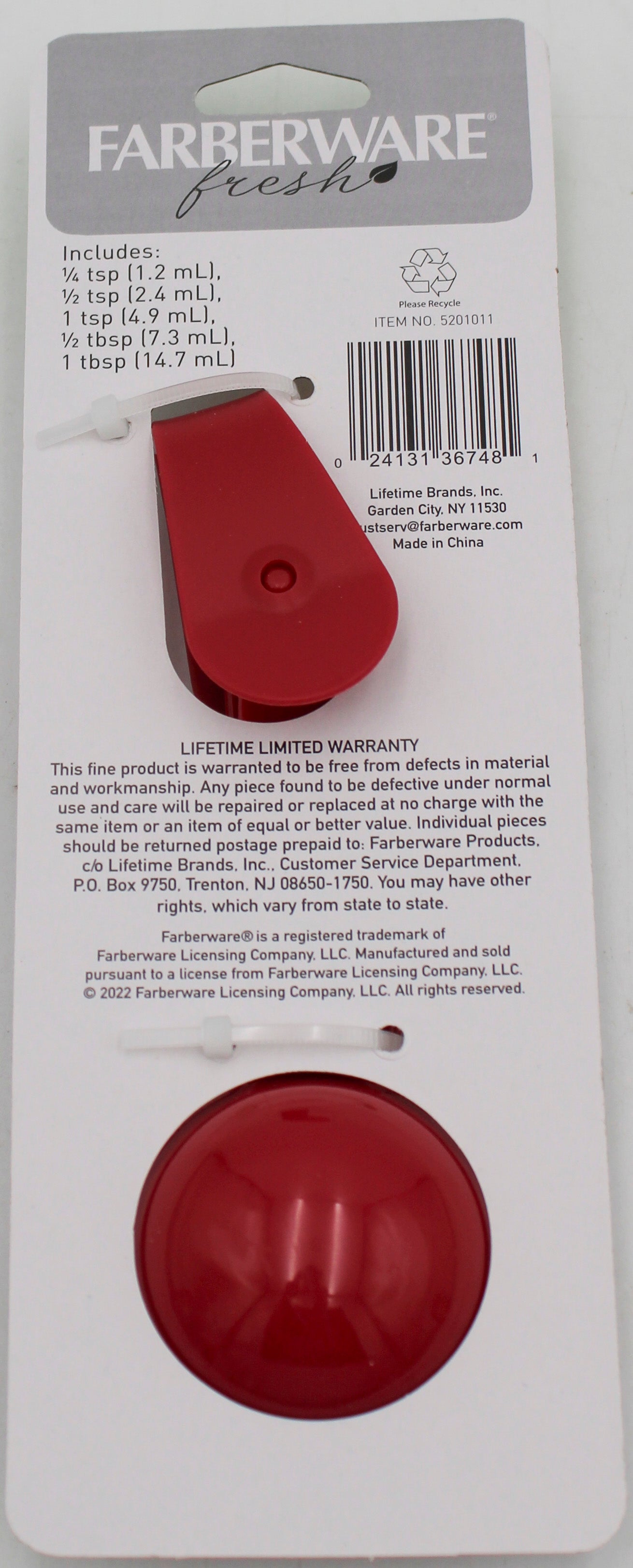 FARBERWARE FRESH SET OF 5 MEASURING SPOONS - RED NI