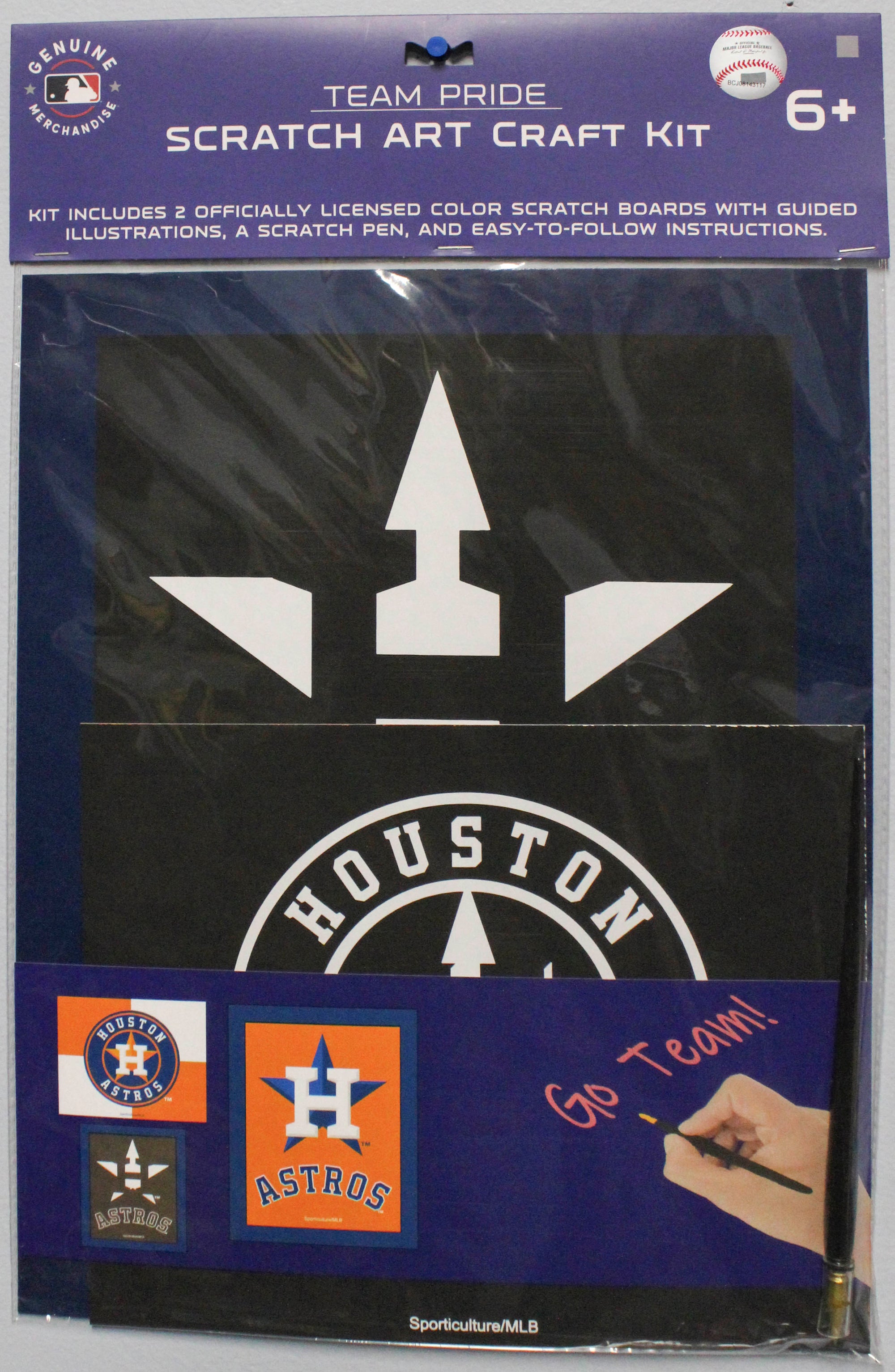 OFFICIALLY LICENSED HOUSTON ASTROS SCRATCH ART CRAFT KIT