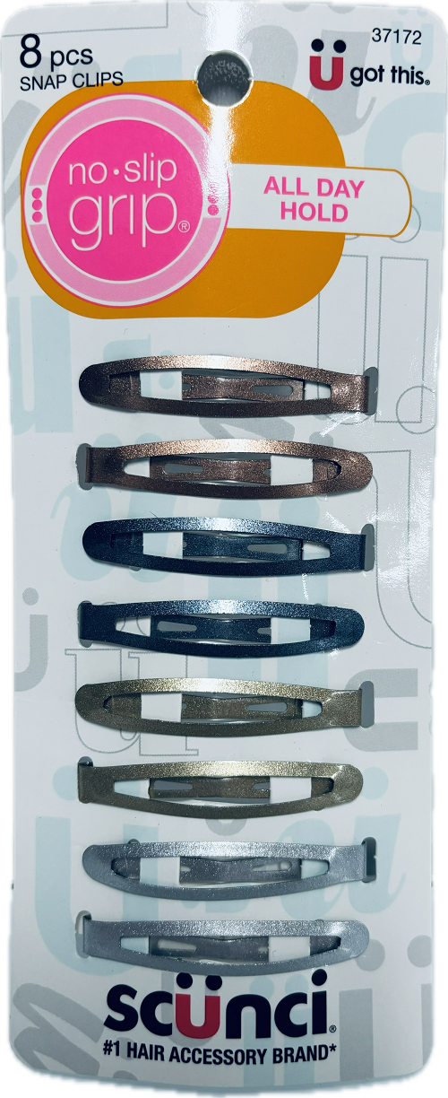 SCUNCI NO-SLIP GRIP 8CT SNAP CLIPS ASSORTED COLOR NI