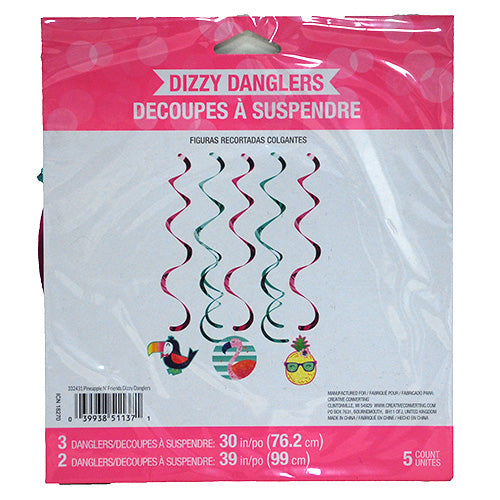 DIZZY DANGLER PARTY DECORATION 5CT-PINAPPLE FRIENDS