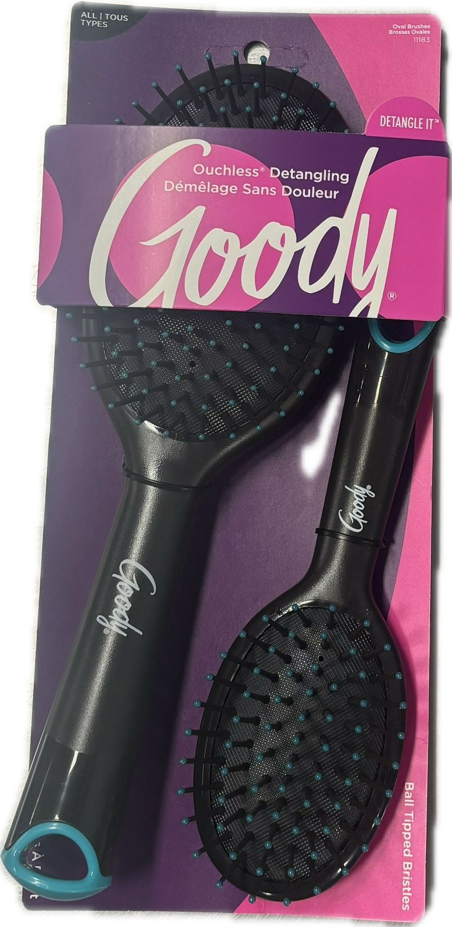 GOODY SMART CLASSICS BRUSH OVAL/PURSE-2CT BLACK/TEAL NI