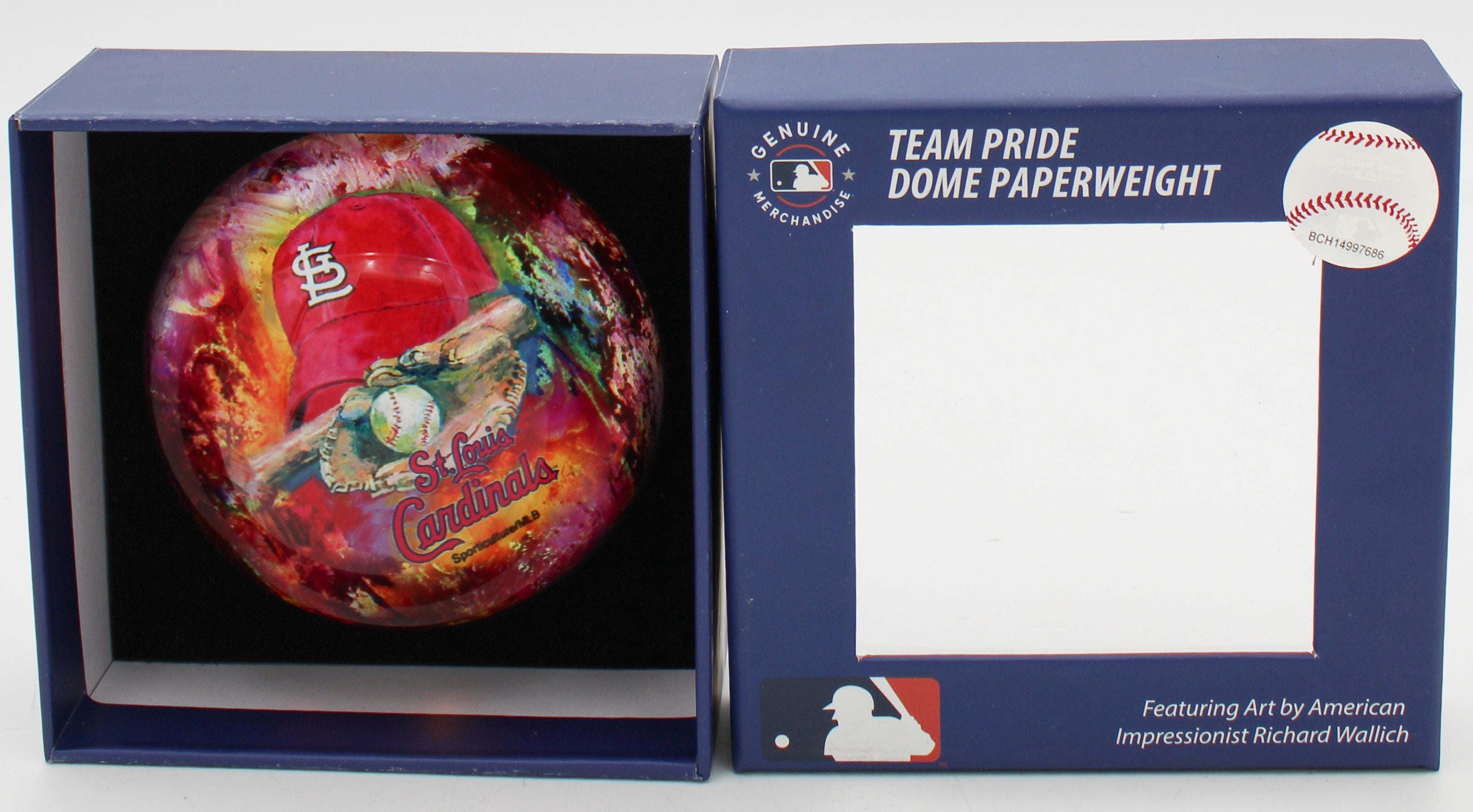 ST. LOUIS CARDINALS GLASS DOME PAPERWEIGHT 4"