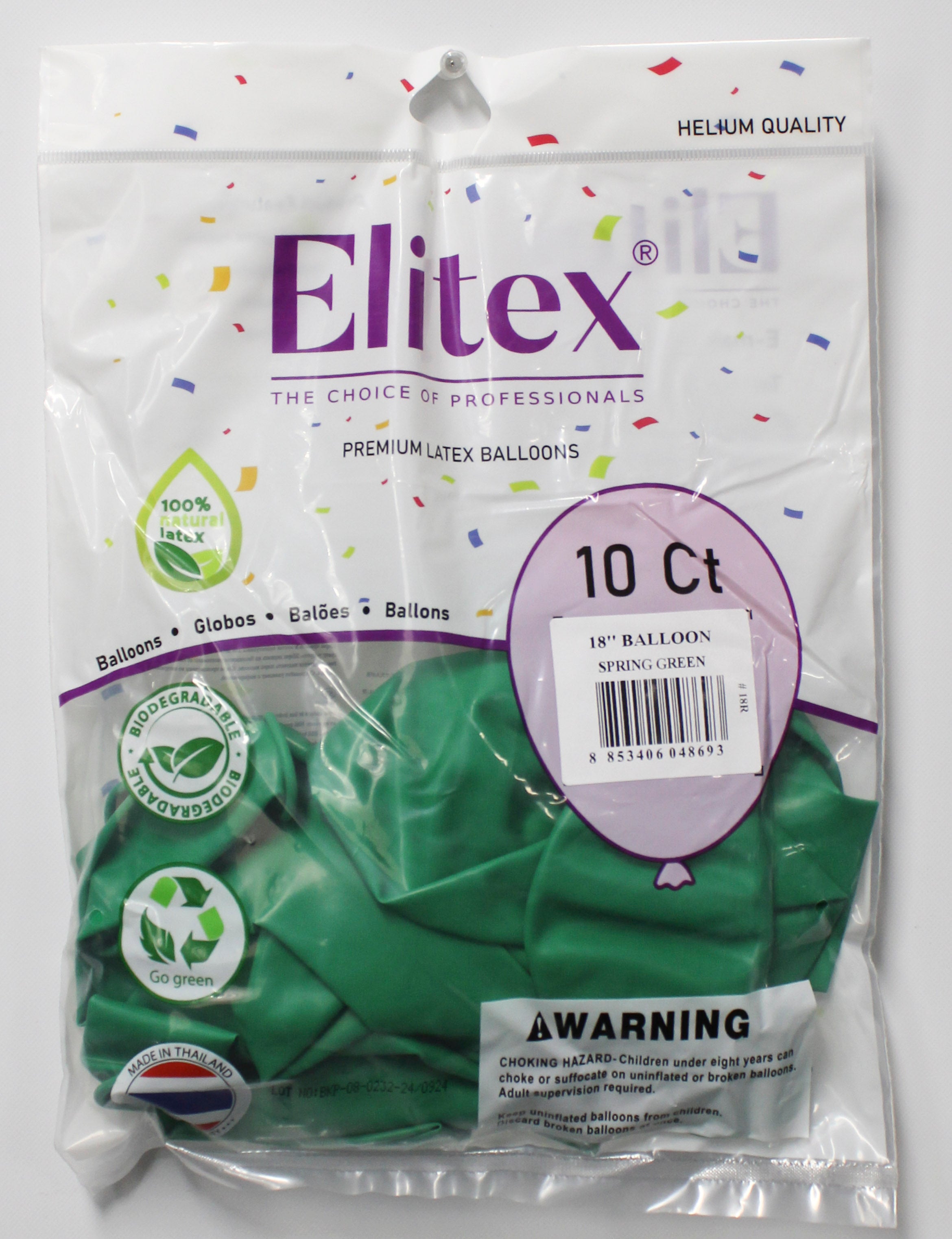 ELITEX 18" SPRING GREEN ROUND BALLOON, 10 PACK
