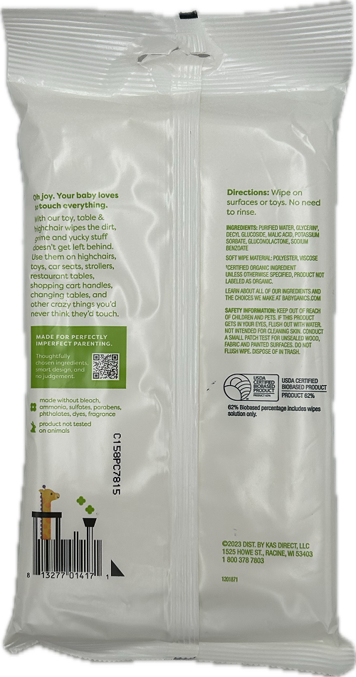 BABYGANICS TOY AND TABLE WIPES 25ct US
