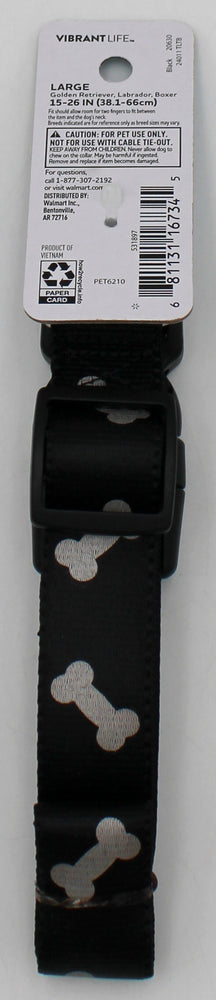 VIBRANT LIFE LARGE REFLECTIVE BONES COLLAR BLACK