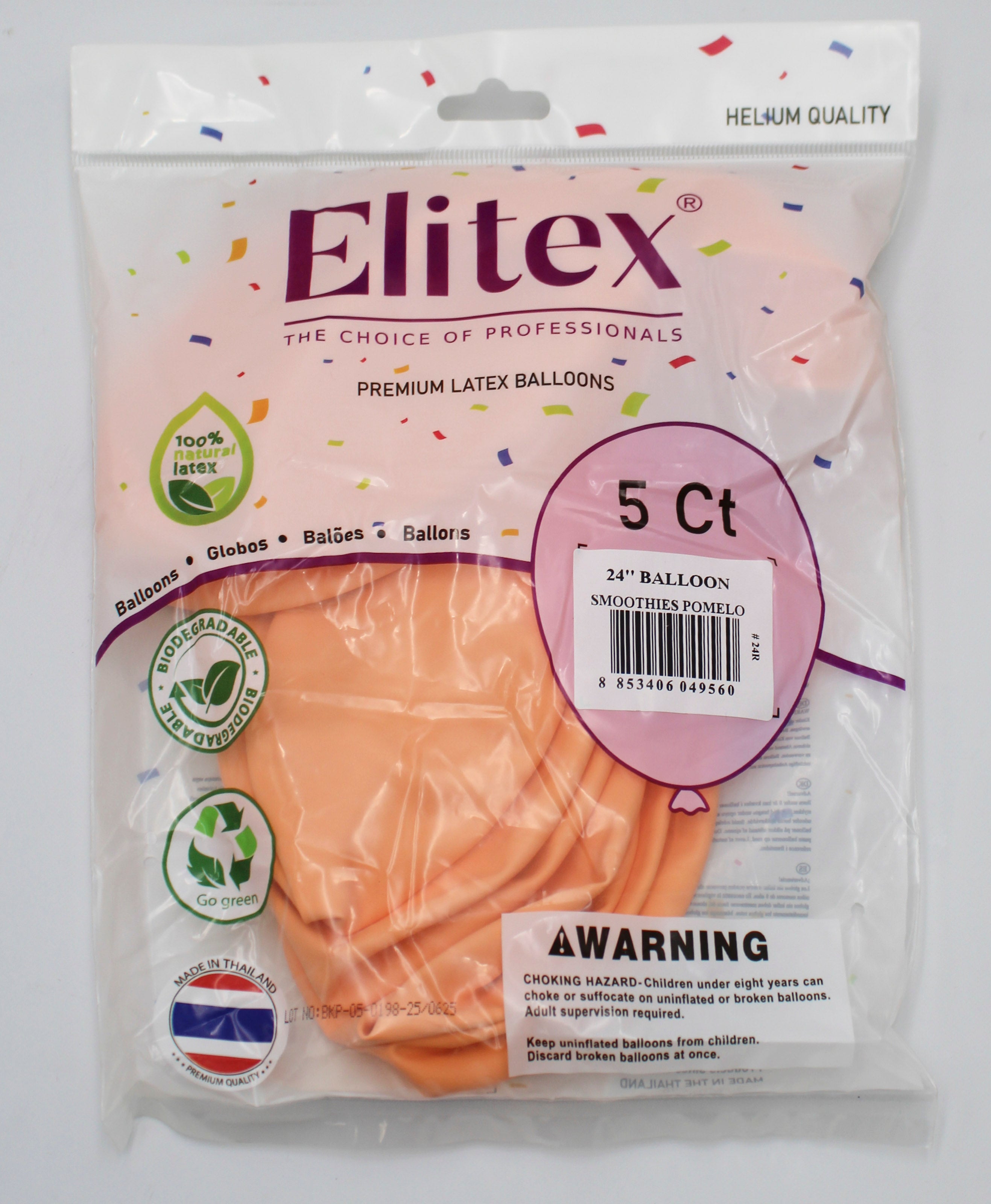 ELITEX 24" SMOOTHIE POMELO ROUND BALLOON, 5 PACK