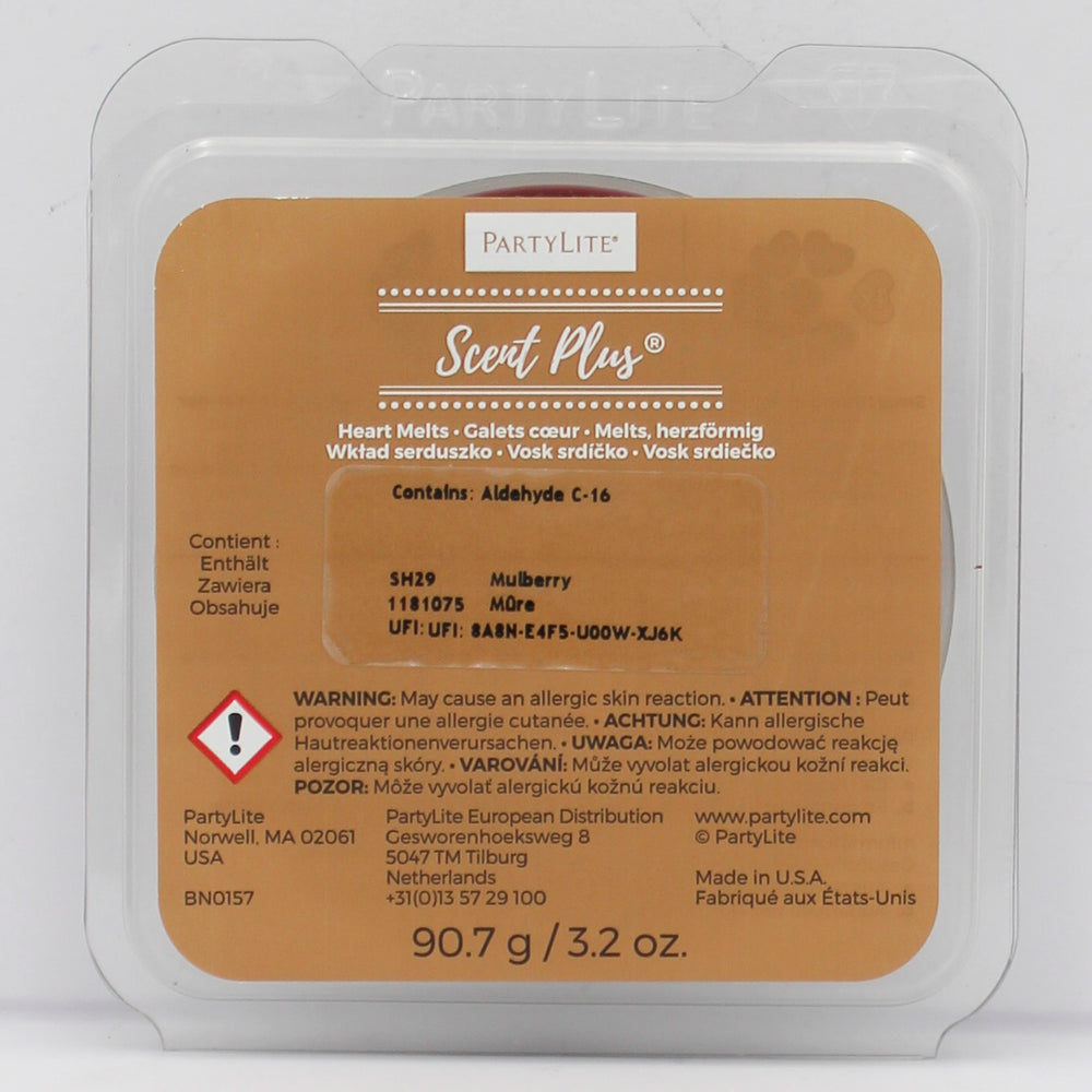 PARTYLITE MULBERRY SCENT PLUS HEART MELTS 3.2oz
